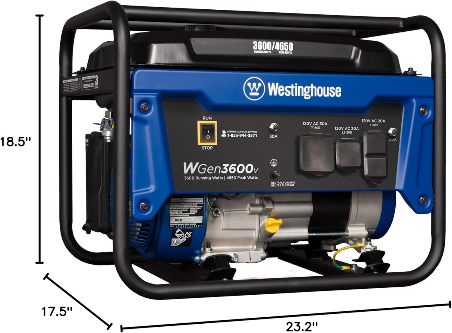 image:imageWestinghouse 4650 Peak Watt Dual Fuel Portable Generator RV Ready 30A Outlet Gas amp Propane Powered4650 Watts Gas Only