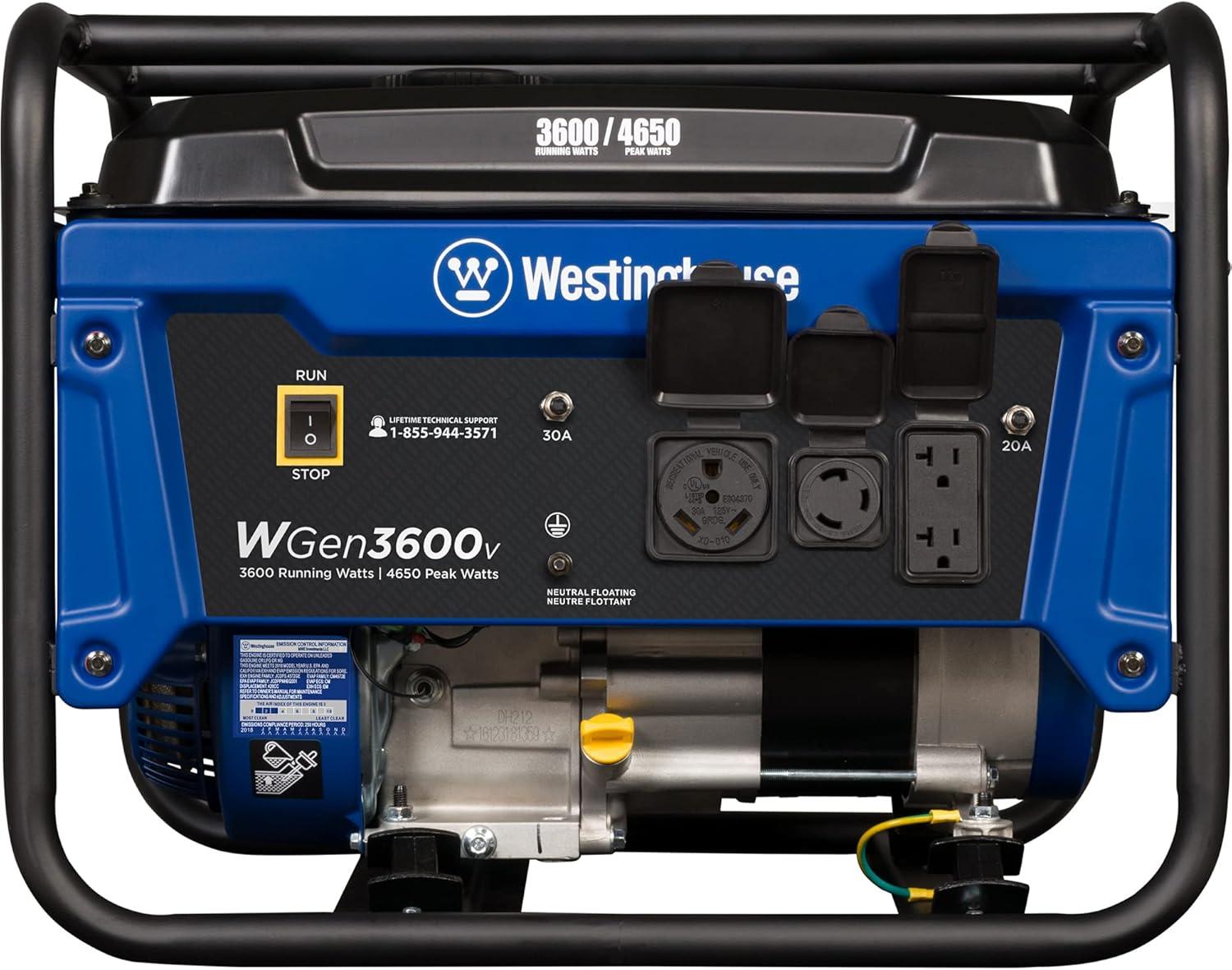 image:imageWestinghouse 4650 Peak Watt Dual Fuel Portable Generator RV Ready 30A Outlet Gas amp Propane Powered4650 Watts Gas Only