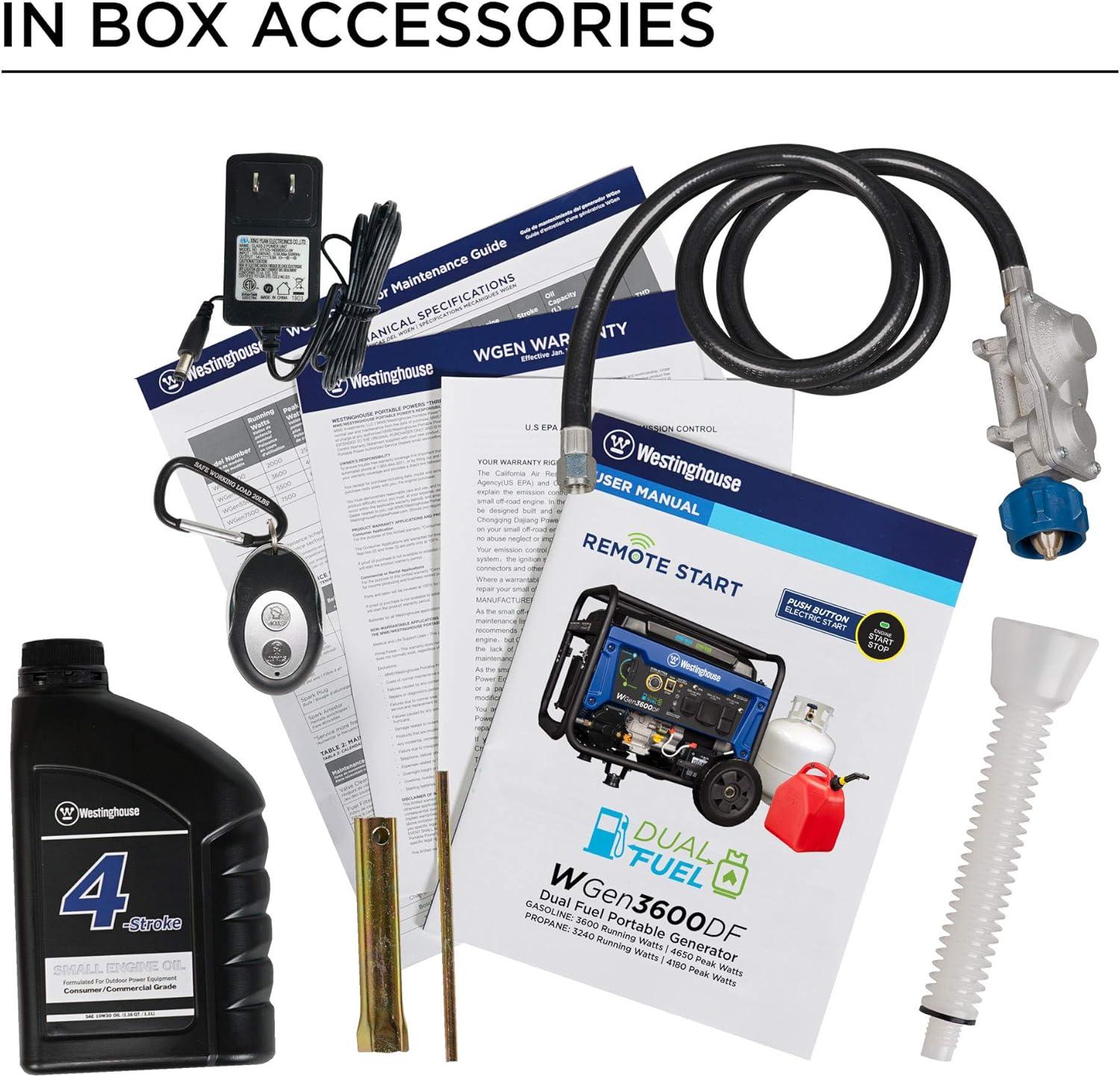 image:imageWestinghouse 4650 Peak Watt Dual Fuel Portable Generator RV Ready 30A Outlet Gas amp Propane Powered4650W Dual Fuel Wheel Kit