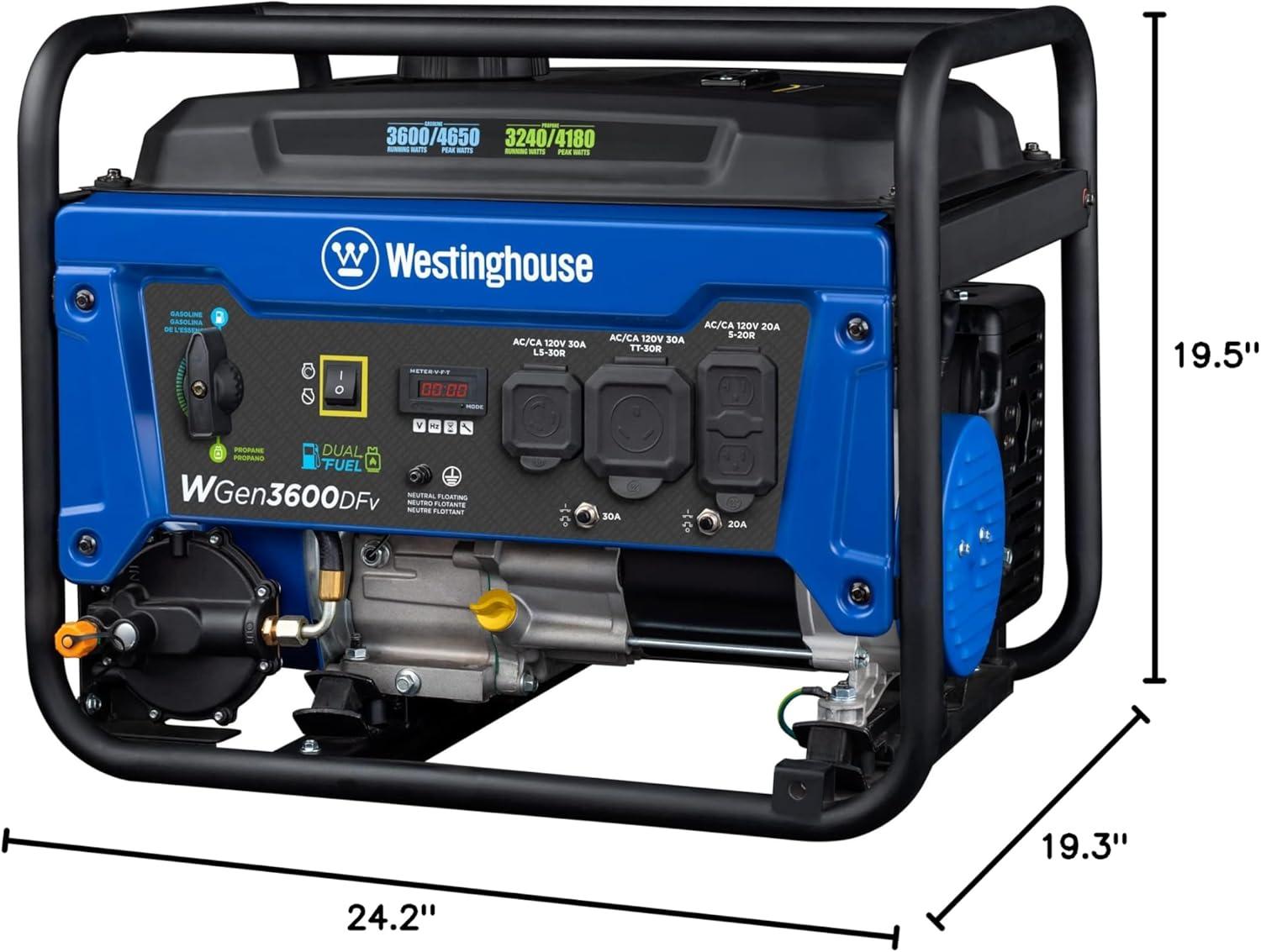 image:imageWestinghouse 4650 Peak Watt Dual Fuel Portable Generator RV Ready 30A Outlet Gas amp Propane Powered4650W Dual Fuel
