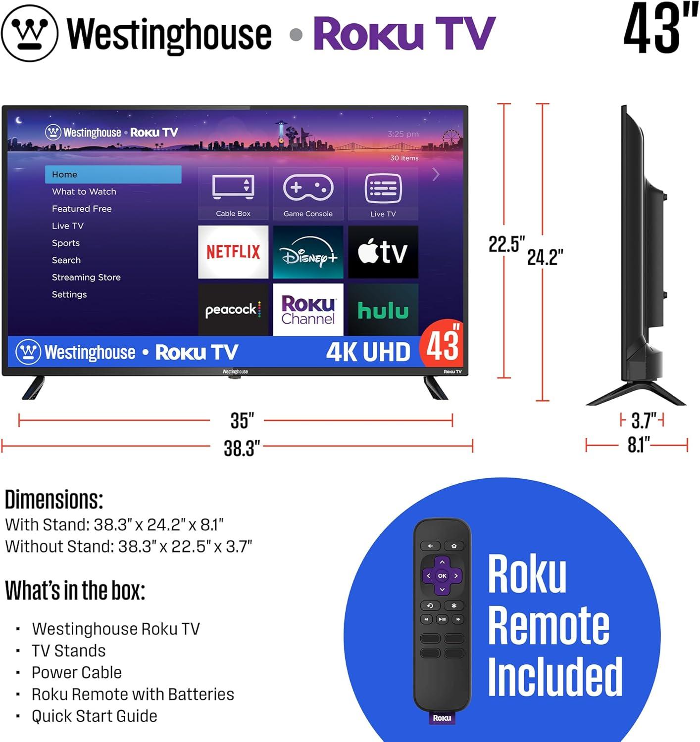 image:imageWestinghouse 4K 43 Inch TV and 312 AllinOne Soundbar