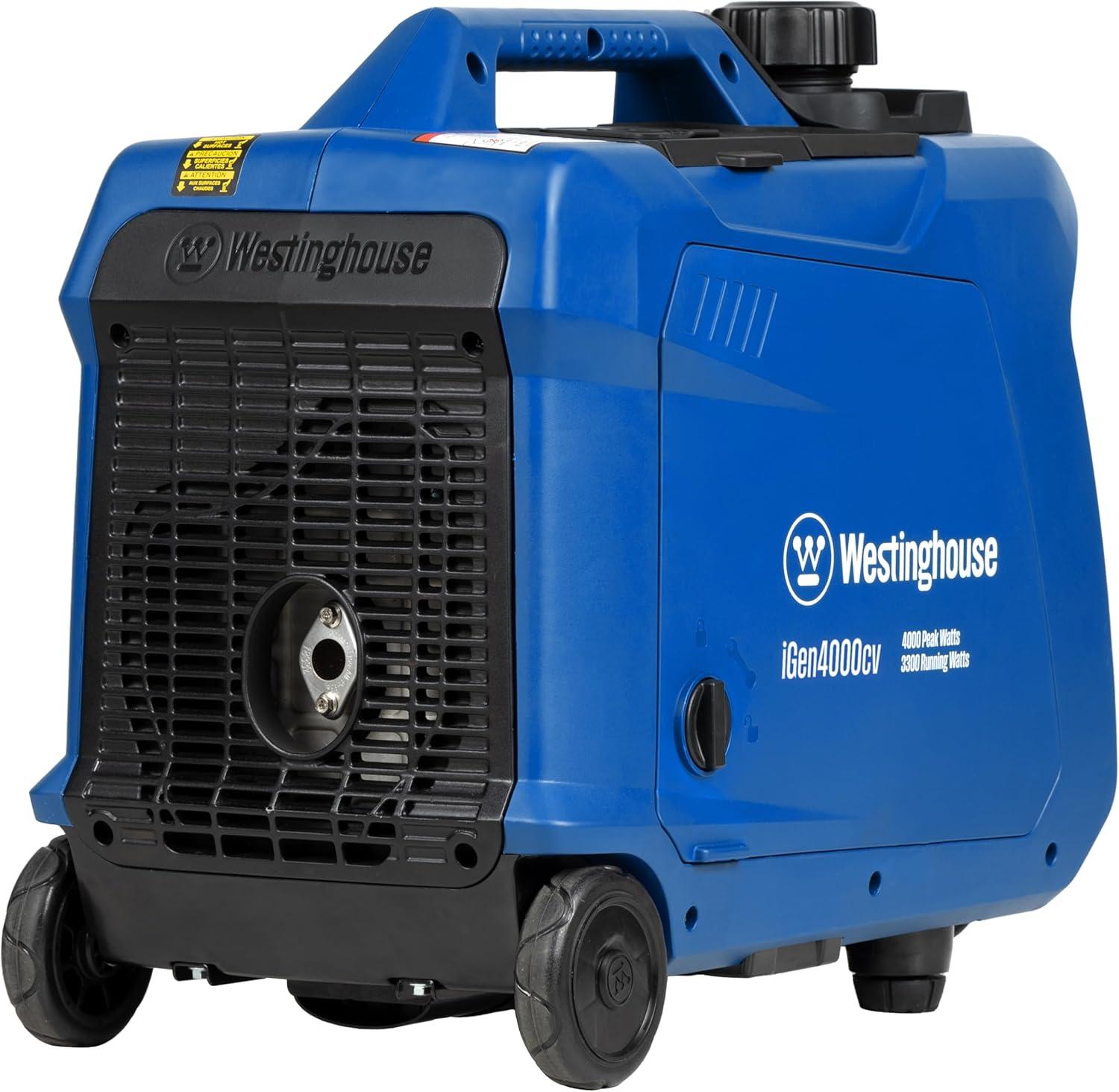 image:imageWestinghouse 5000 Peak Watt Super Quiet Portable Inverter Generator Wheel amp Handle Kit RV Ready 30A Outlet Gas Powered CO Sensor Parallel CapableBlue4000 Watts Gas Only Recoil Start
