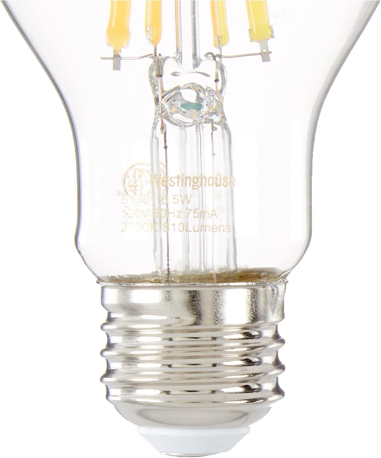 image:imageWestinghouse 5316500 65 Watt 60 Watt Equivalent A19 Dimmable Clear Filament LED Light Bulb Medium Base Single2700k Clear