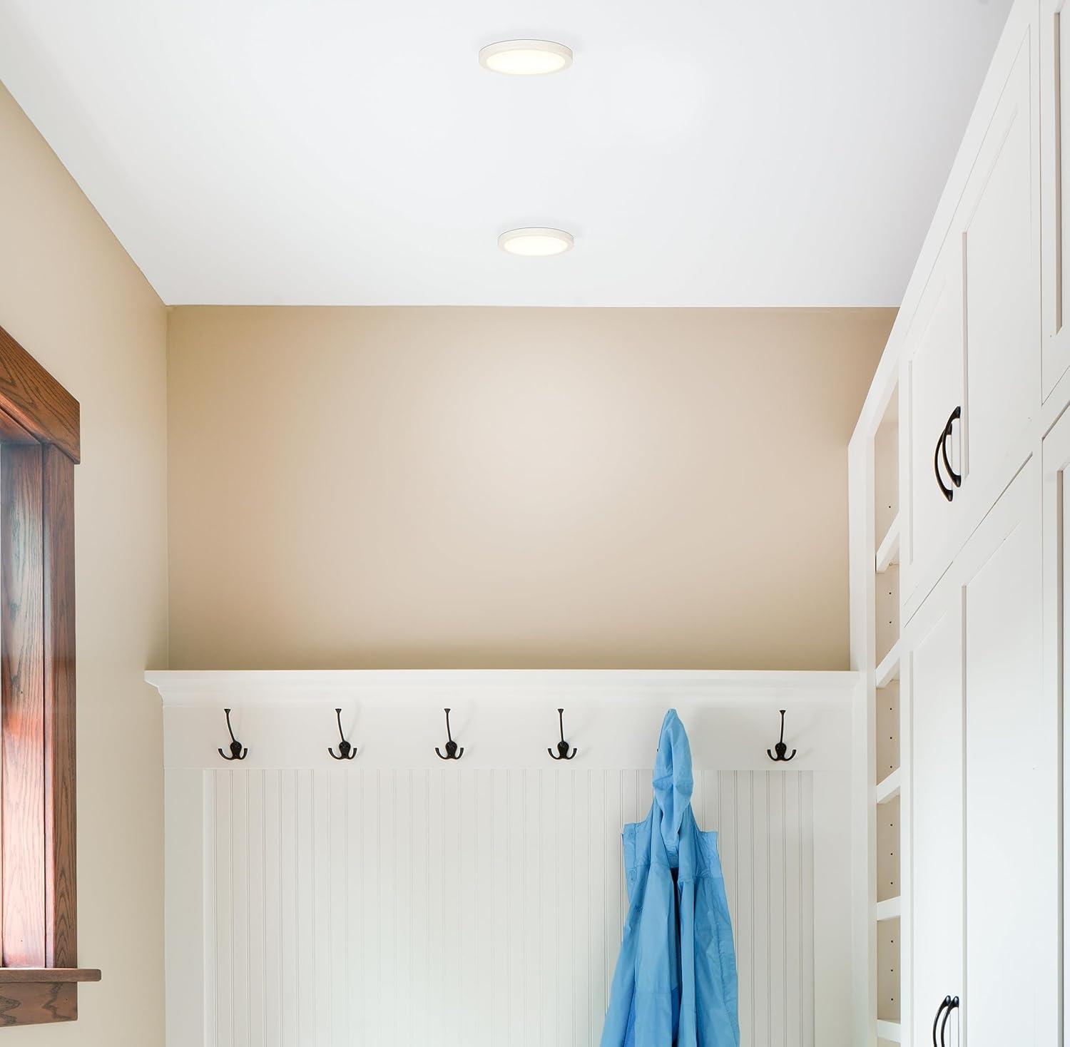 image:imageWestinghouse 6112000 Traditional OneLight 7 Inch 17 Watt Dimmable LED Indoor Flush Mount Fixture with Color Temperature Selection White Finish White Frosted ShadeWhite