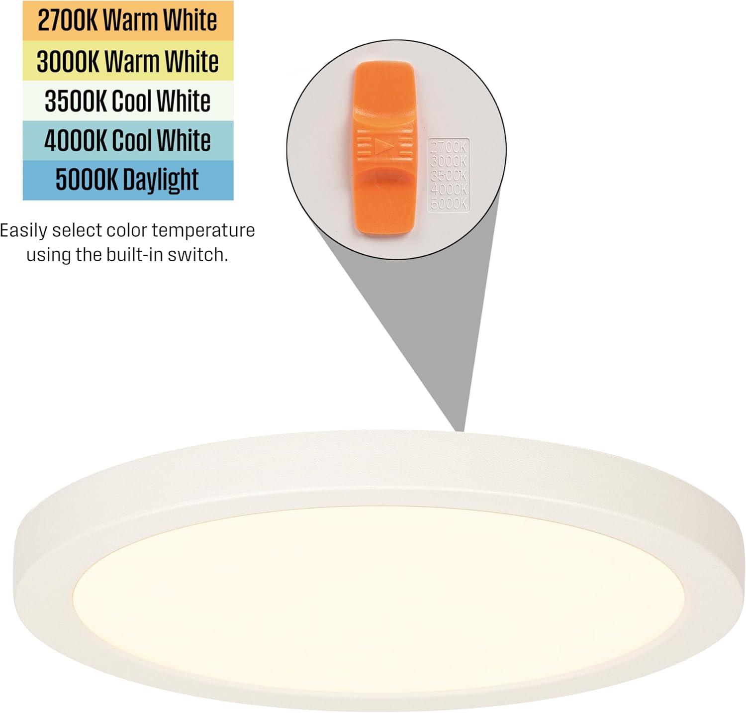 image:imageWestinghouse 6112000 Traditional OneLight 7 Inch 17 Watt Dimmable LED Indoor Flush Mount Fixture with Color Temperature Selection White Finish White Frosted ShadeWhite