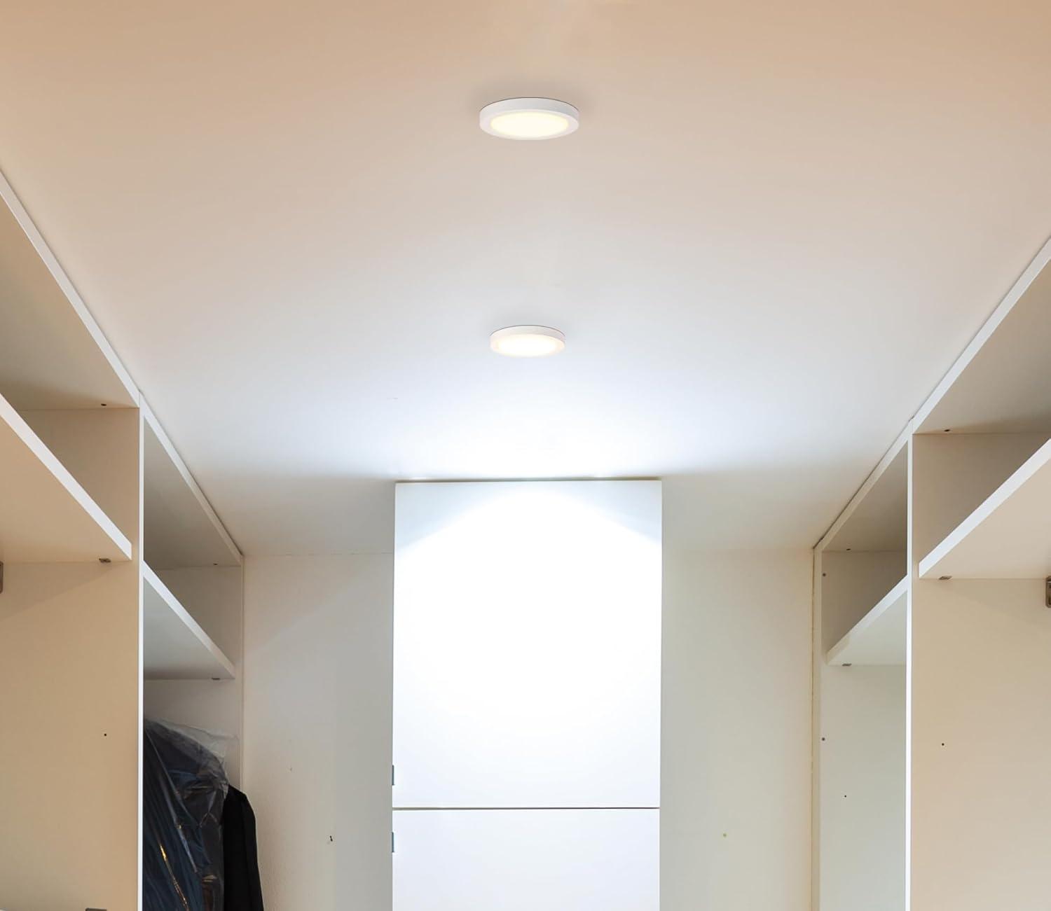 image:imageWestinghouse 6112000 Traditional OneLight 7 Inch 17 Watt Dimmable LED Indoor Flush Mount Fixture with Color Temperature Selection White Finish White Frosted ShadeWhite