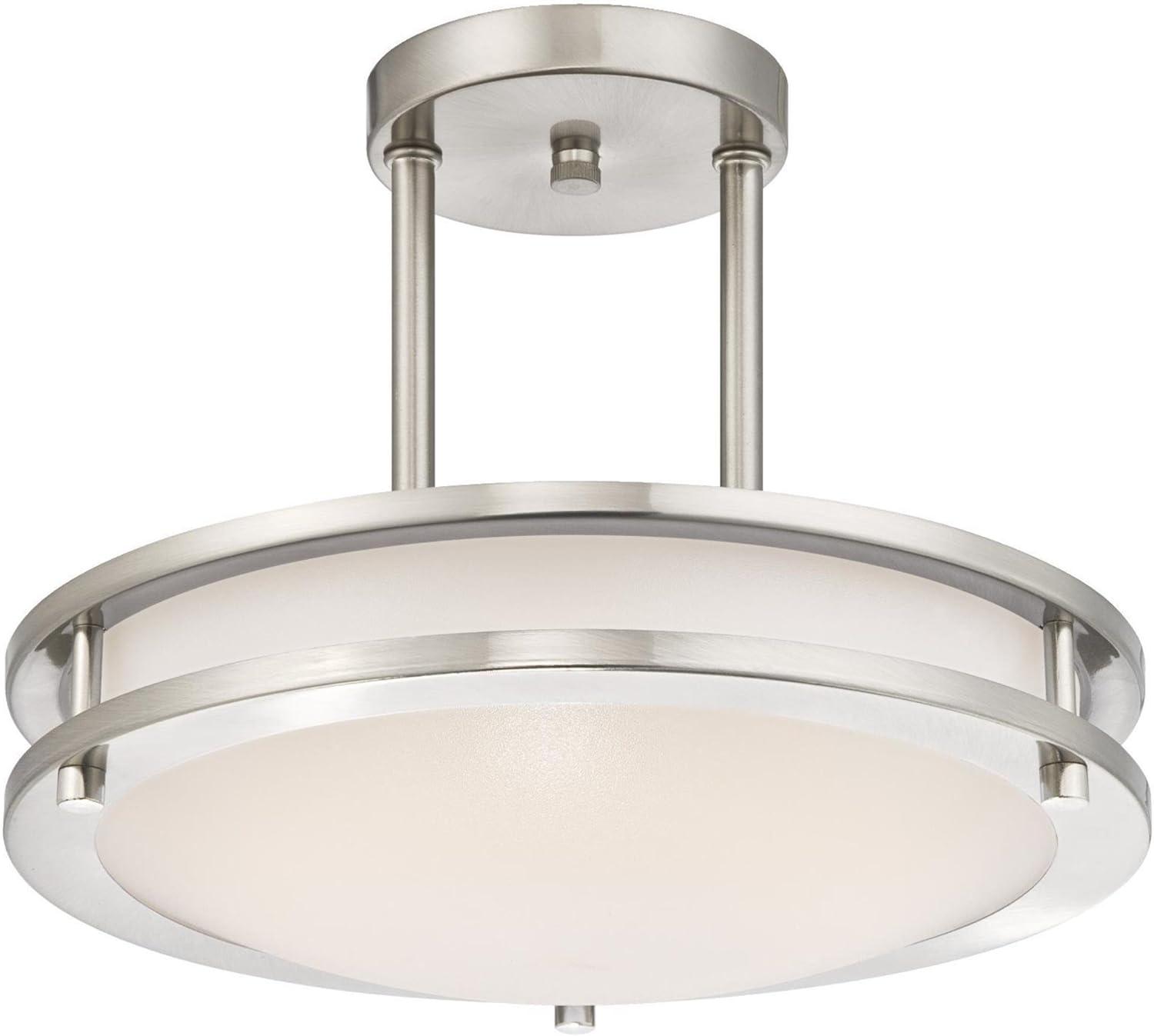 image:imageWestinghouse 6112300 Lauderdale Transitional OneLight 11 Inch 19 Watt Dimmable LED Indoor Flush Mount Fixture Brushed Nickel Finish White Frosted ShadeBrushed Nickel