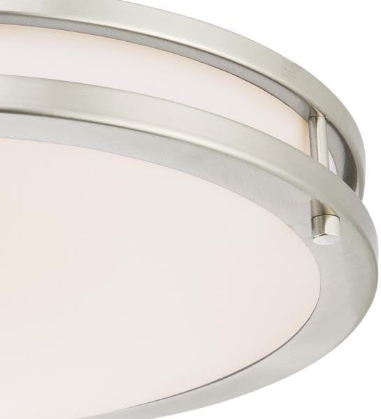 image:imageWestinghouse 6112300 Lauderdale Transitional OneLight 11 Inch 19 Watt Dimmable LED Indoor Flush Mount Fixture Brushed Nickel Finish White Frosted ShadeBrushed Nickel