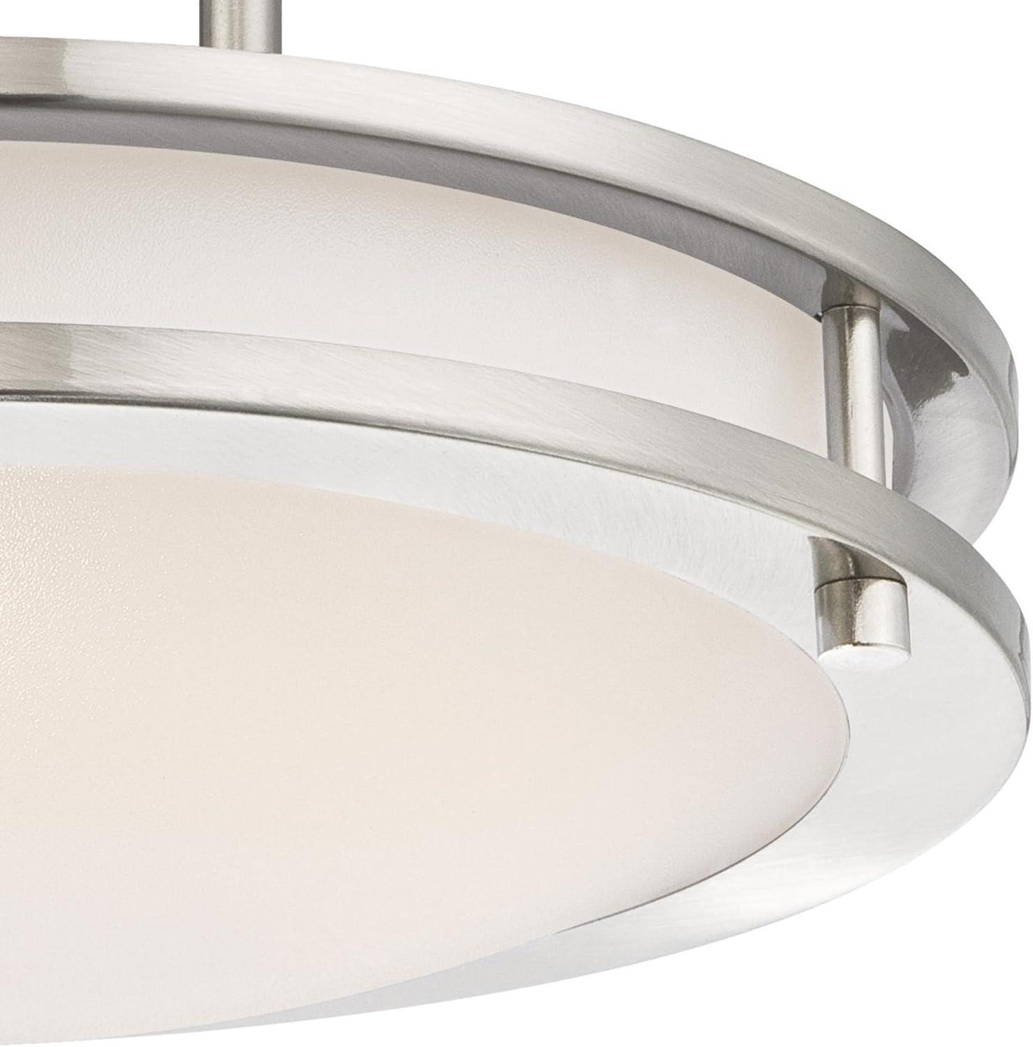 image:imageWestinghouse 6112300 Lauderdale Transitional OneLight 11 Inch 19 Watt Dimmable LED Indoor Flush Mount Fixture Brushed Nickel Finish White Frosted ShadeBrushed Nickel