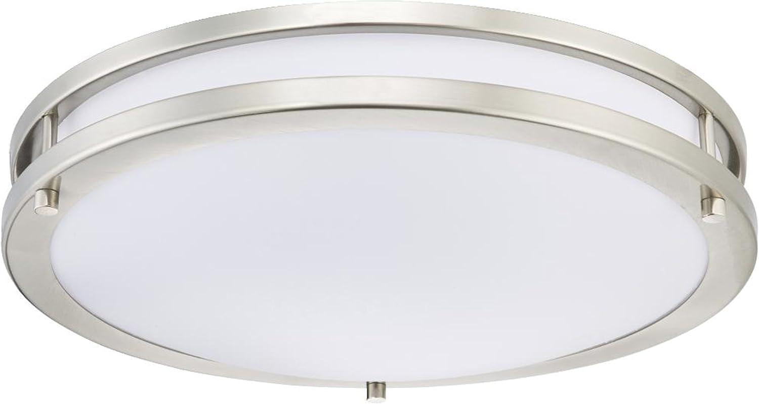 image:imageWestinghouse 6112300 Lauderdale Transitional OneLight 11 Inch 19 Watt Dimmable LED Indoor Flush Mount Fixture Brushed Nickel Finish White Frosted ShadeBrushed Nickel