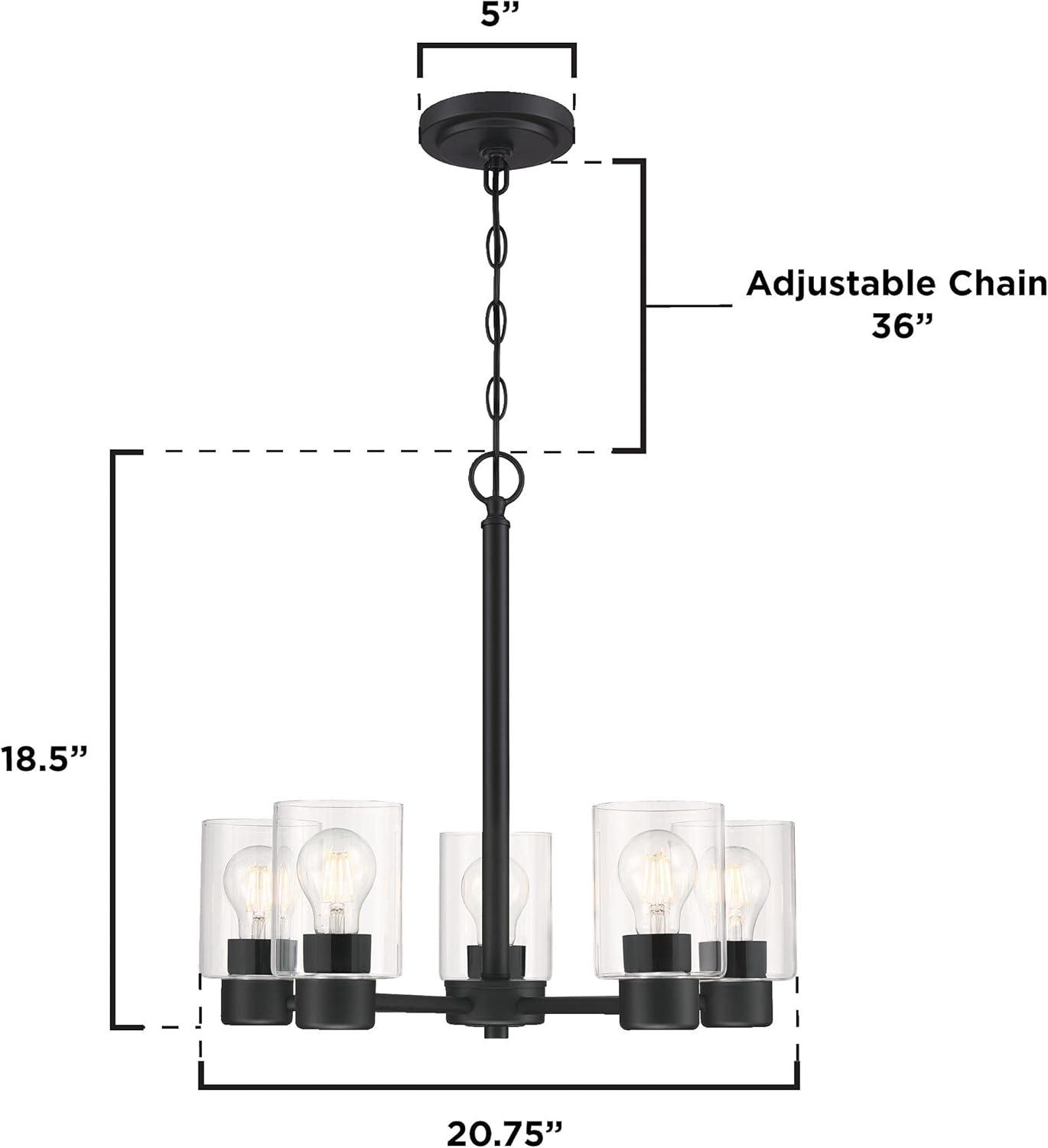 image:imageWestinghouse 6115300 Sylvestre Transitional FiveLight Indoor Chandelier Matte Black Finish Clear GlassMatte Black