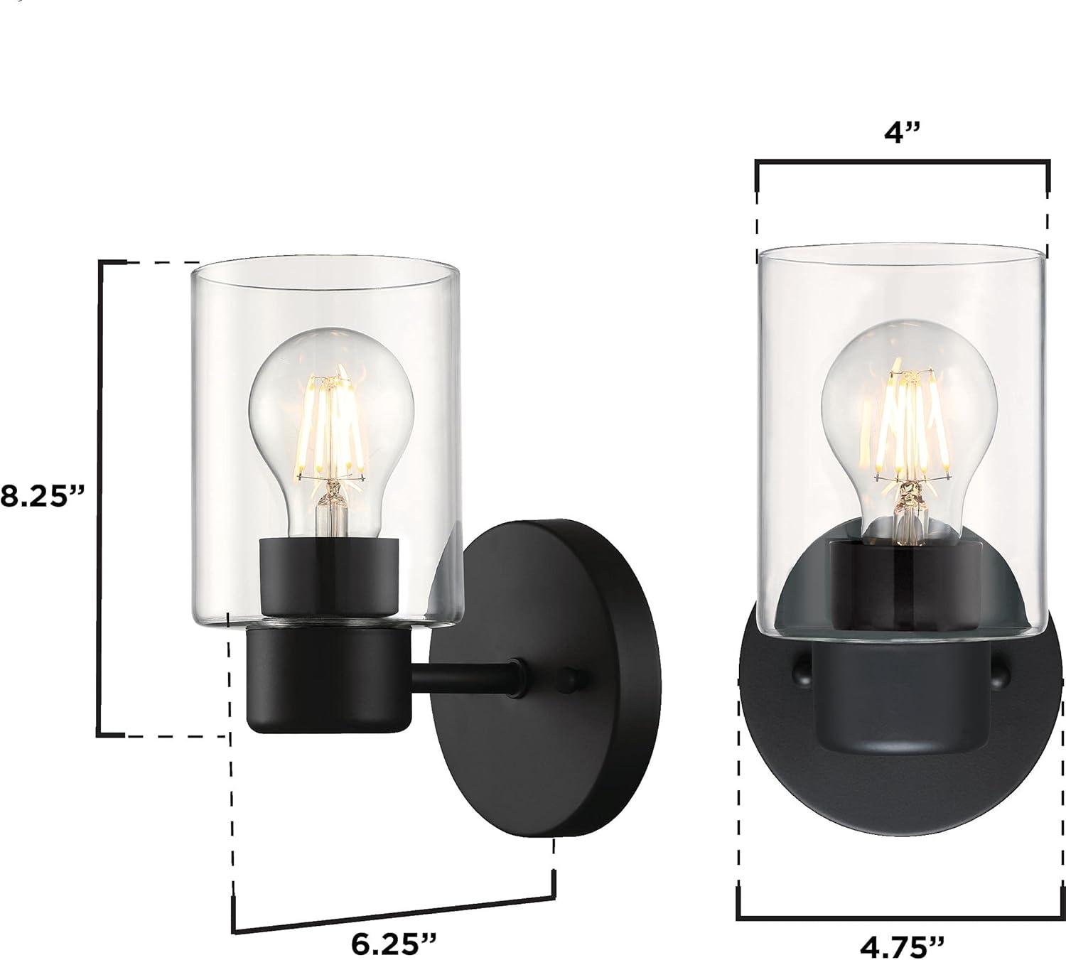 image:imageWestinghouse 6115500 Sylvestre Transitional OneLight Indoor Wall Light Fixture Matte Black Finish Clear GlassMatte Black