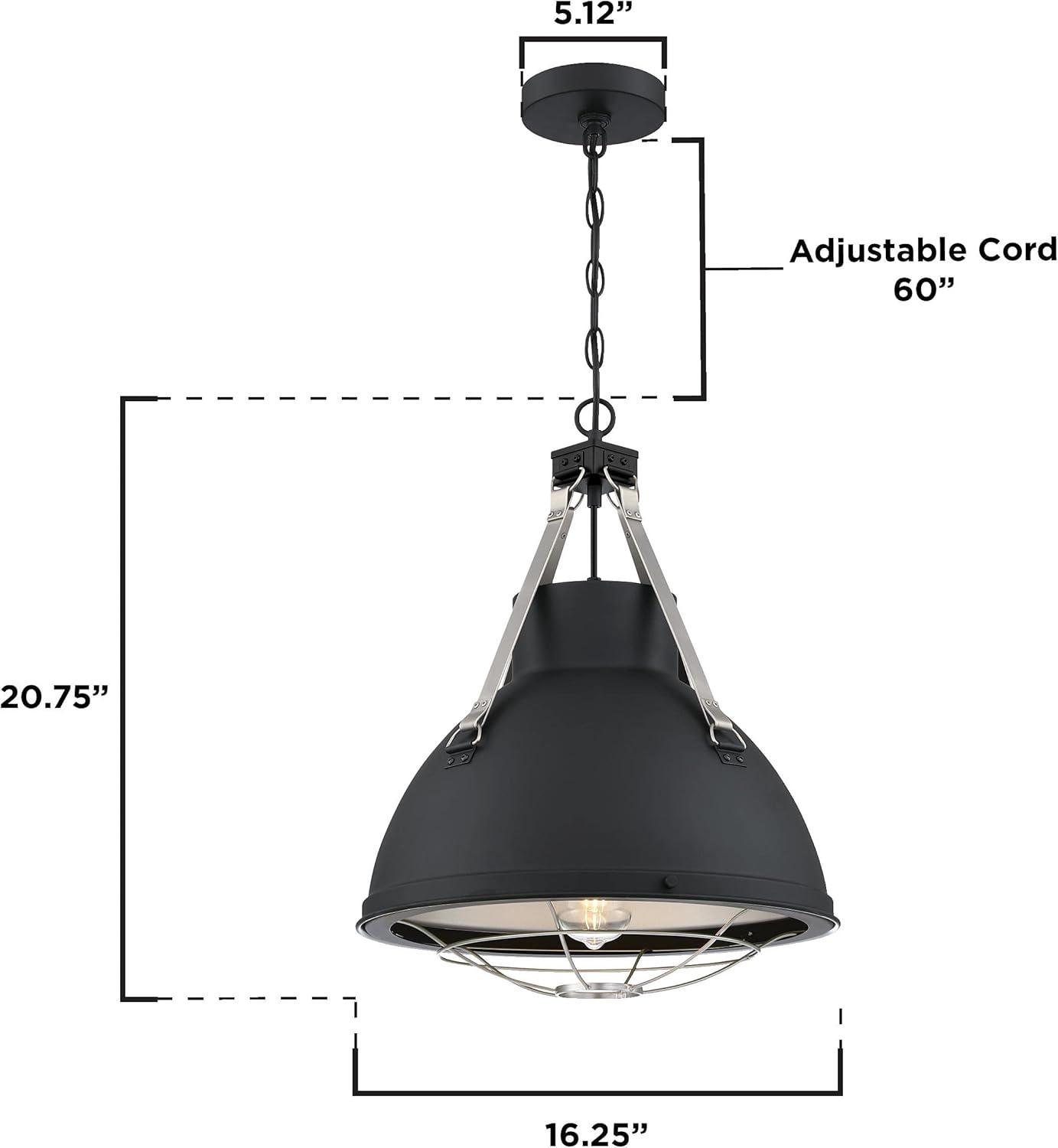 image:imageWestinghouse 6116300 Bartley VintageStyle OneLight Indoor Pendant Light Matte Black Finish with Dark Pewter Accents Cage Shade