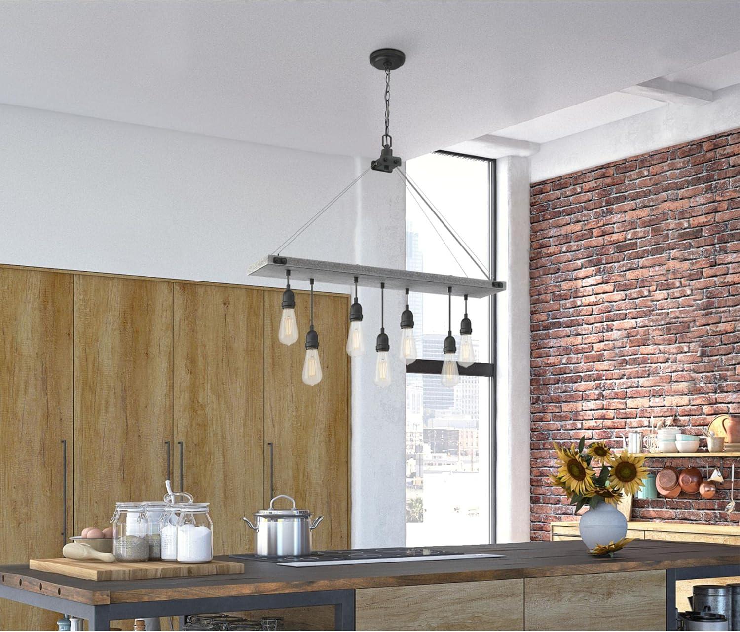 image:imageWestinghouse 6116400 Elway VintageStyle SevenLight Indoor Chandelier Antique Ash Finish with Matte Brushed Gun Metal AccentsAntique Ash and Matte Brushed Gunmetal