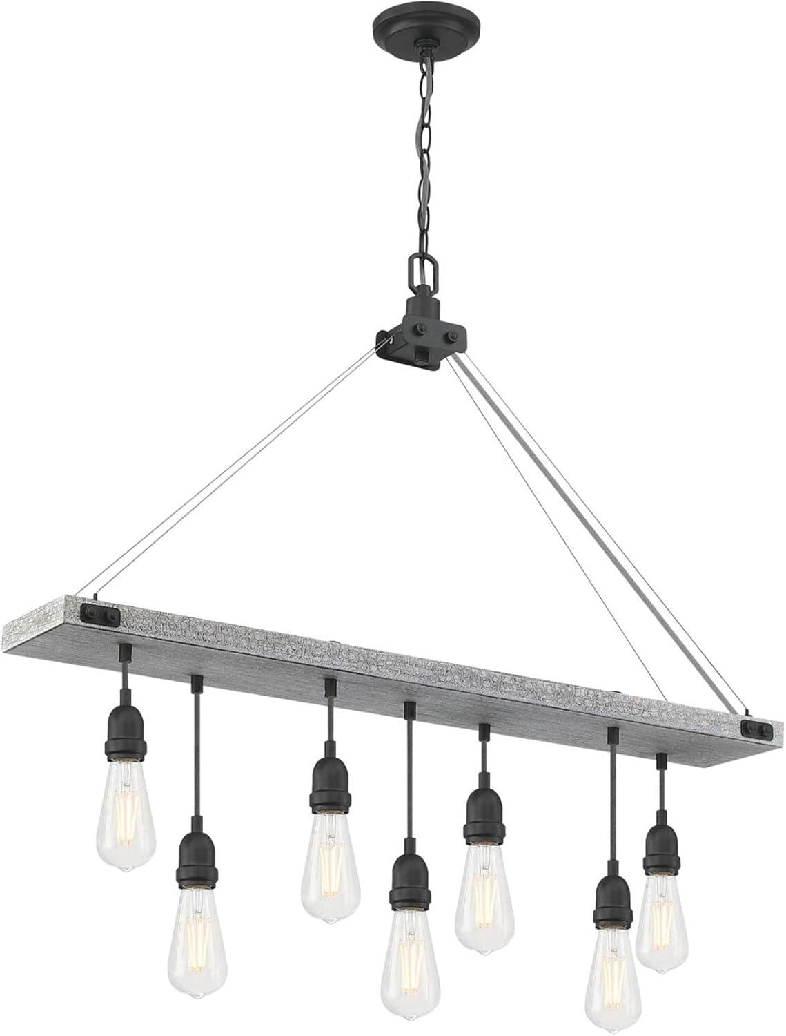 image:imageWestinghouse 6116400 Elway VintageStyle SevenLight Indoor Chandelier Antique Ash Finish with Matte Brushed Gun Metal AccentsAntique Ash and Matte Brushed Gunmetal