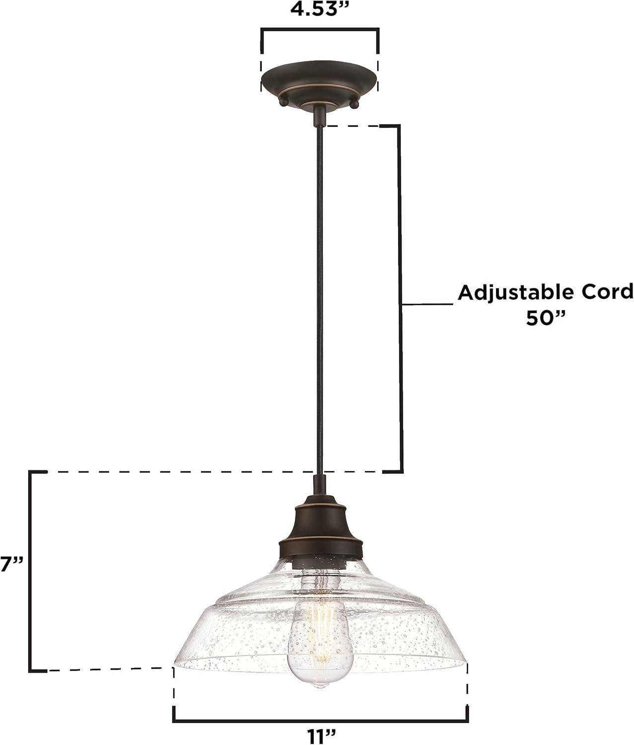 image:imageWestinghouse 6116600 Iron Hill VintageStyle OneLight Indoor Pendant Light Oil Rubbed Bronze Finish with Highlights Clear Seeded GlassClear Seeded Glass Shade