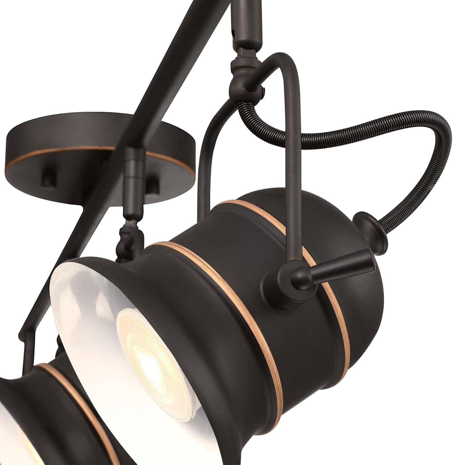 image:imageWestinghouse 6116800 Boswell VintageStyle FourLight Indoor Track Light Kit Oil Rubbed Bronze Finish with HighlightsMetal Shades