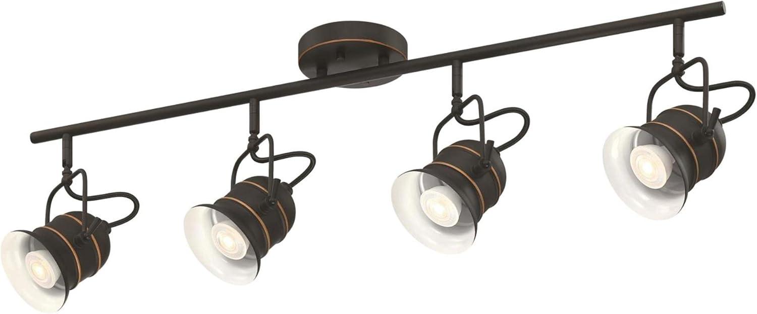 image:imageWestinghouse 6116800 Boswell VintageStyle FourLight Indoor Track Light Kit Oil Rubbed Bronze Finish with HighlightsMetal Shades