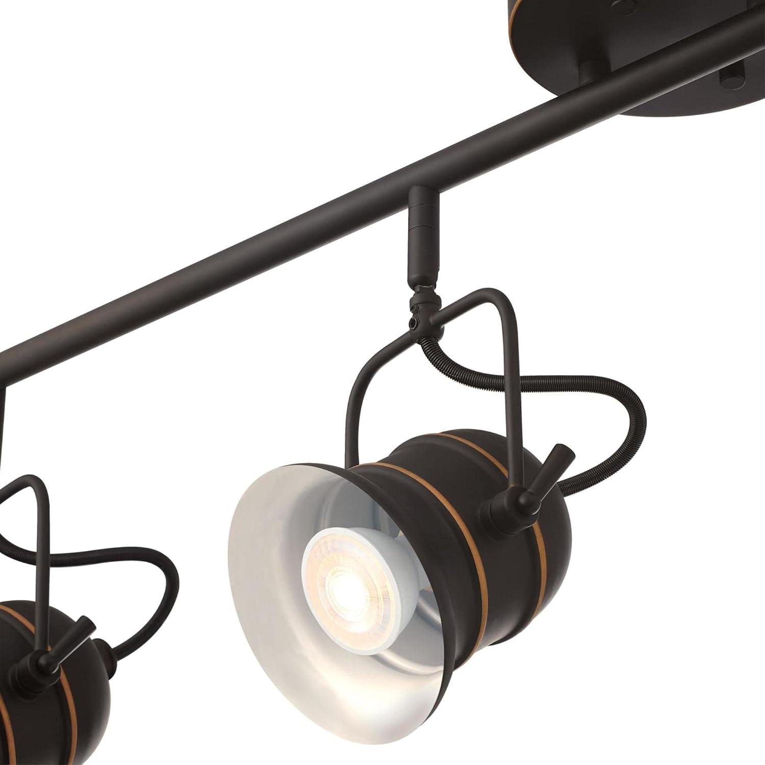 image:imageWestinghouse 6116800 Boswell VintageStyle FourLight Indoor Track Light Kit Oil Rubbed Bronze Finish with HighlightsMetal Shades
