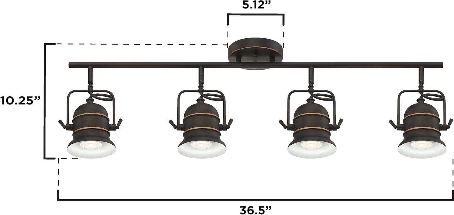 image:imageWestinghouse 6116800 Boswell VintageStyle FourLight Indoor Track Light Kit Oil Rubbed Bronze Finish with HighlightsMetal Shades