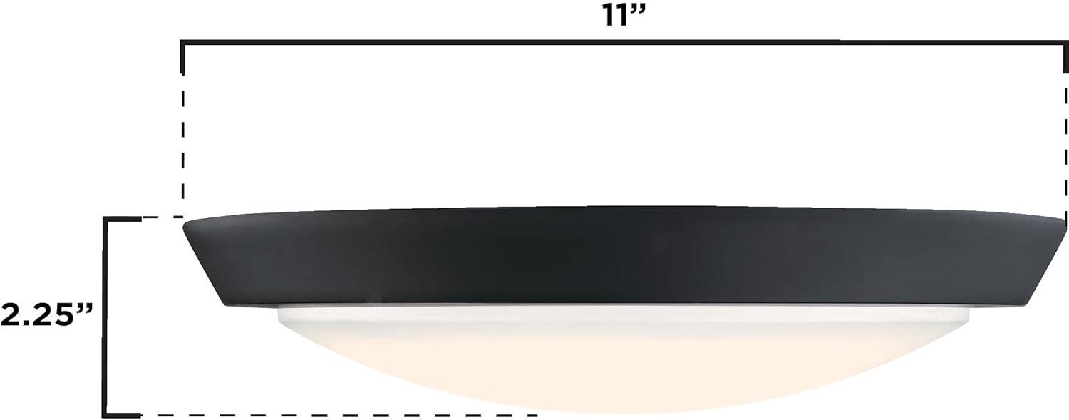 image:imageWestinghouse 6117400 Traditional OneLight 11 Inch 20 Watt LED Indoor Flush Mount Ceiling Light Fixture Matte Black Finish Acrylic Shade