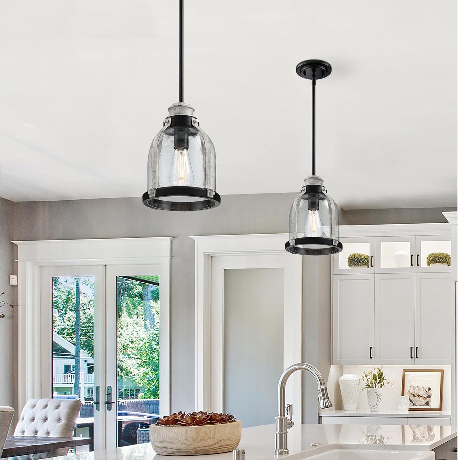 image:imageWestinghouse 6117800 Cindy VintageStyle OneLight Indoor Mini Pendant Light Brushed Nickel Finish Clear GlassMatte Black