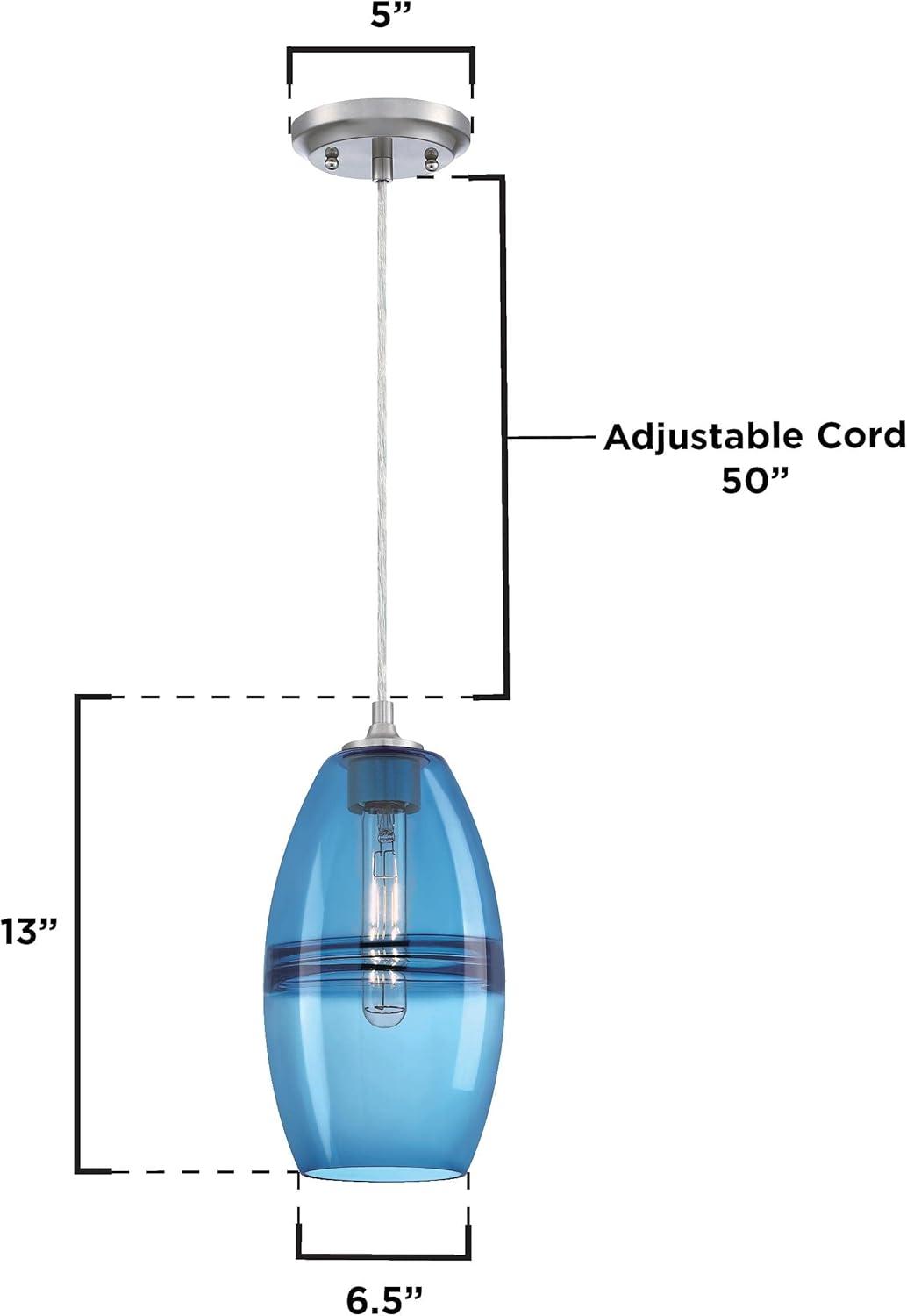 image:imageWestinghouse 6118700 Soren Contemporary OneLight Indoor Mini Pendant Light Brushed Nickel Finish Sapphire Glass BlueBlue