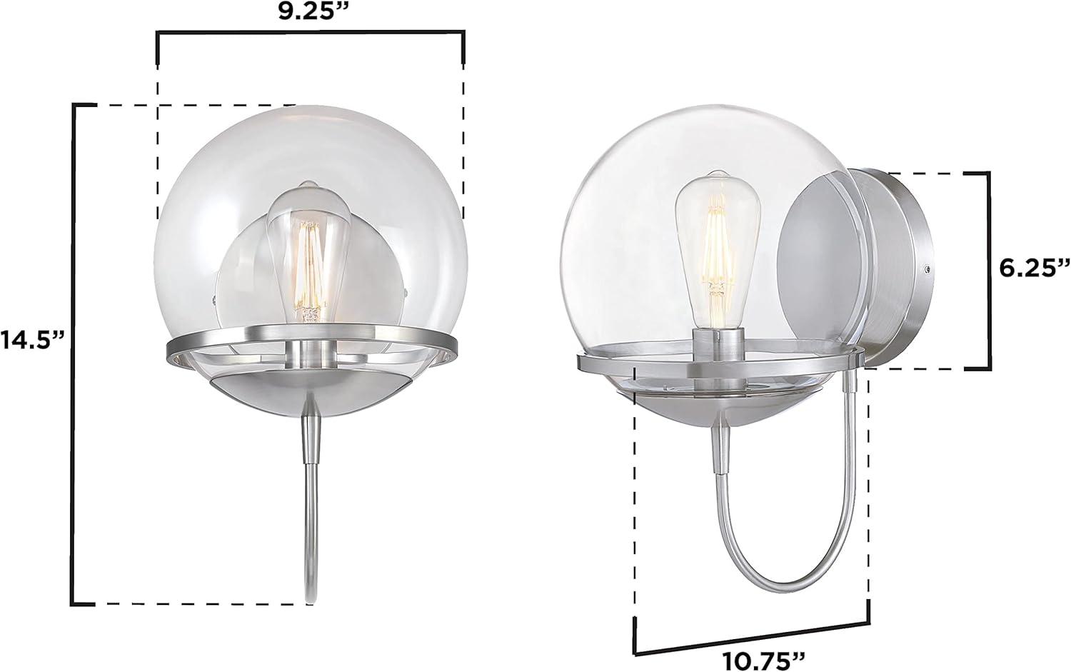 image:imageWestinghouse 6119200 Marla Contemporary OneLight Indoor Wall Light Fixture Brushed Nickel Finish Clear Glass