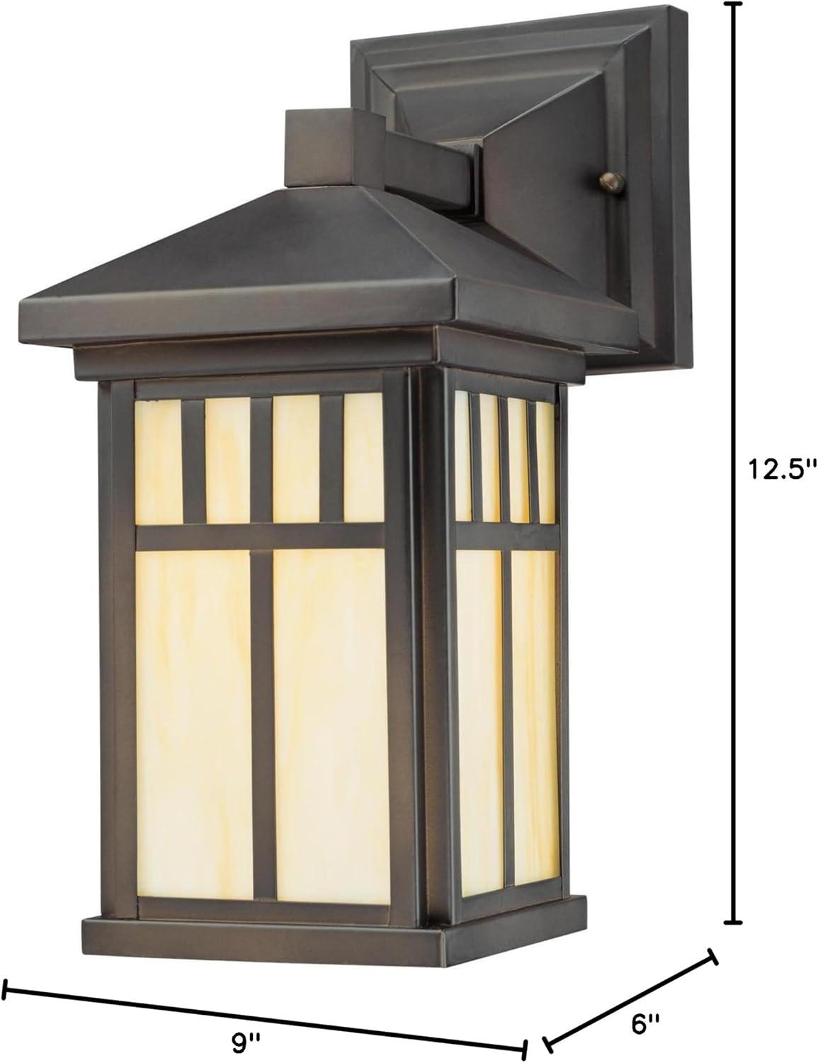 image:imageWestinghouse 6120800 Burnham CraftsmanStyle One Light Outdoor Wall Fixture Textured Black Finish Clear Seeded GlassOilRubbed Bronze