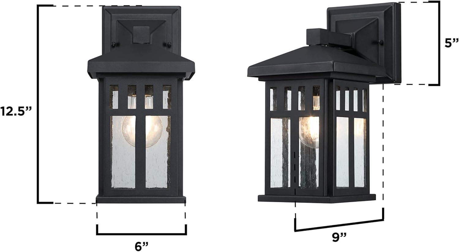 image:imageWestinghouse 6120800 Burnham CraftsmanStyle One Light Outdoor Wall Fixture Textured Black Finish Clear Seeded GlassTextured Black