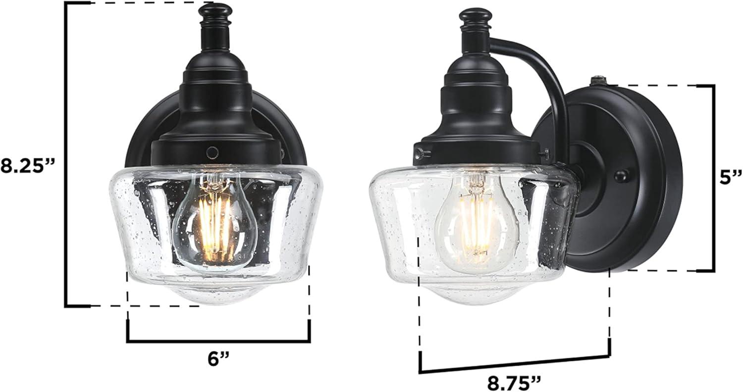 image:imageWestinghouse 6121200 Eddystone Traditional One Light Outdoor Wall Fixture with Dusk to Dawn Sensor Matte Black Finish Clear Seeded Glass