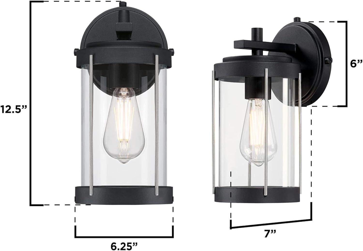 image:imageWestinghouse 6122100 Kezia Transitional One Light Outdoor Wall Fixture Textured Black and Industrial Steel Finish Clear Glass