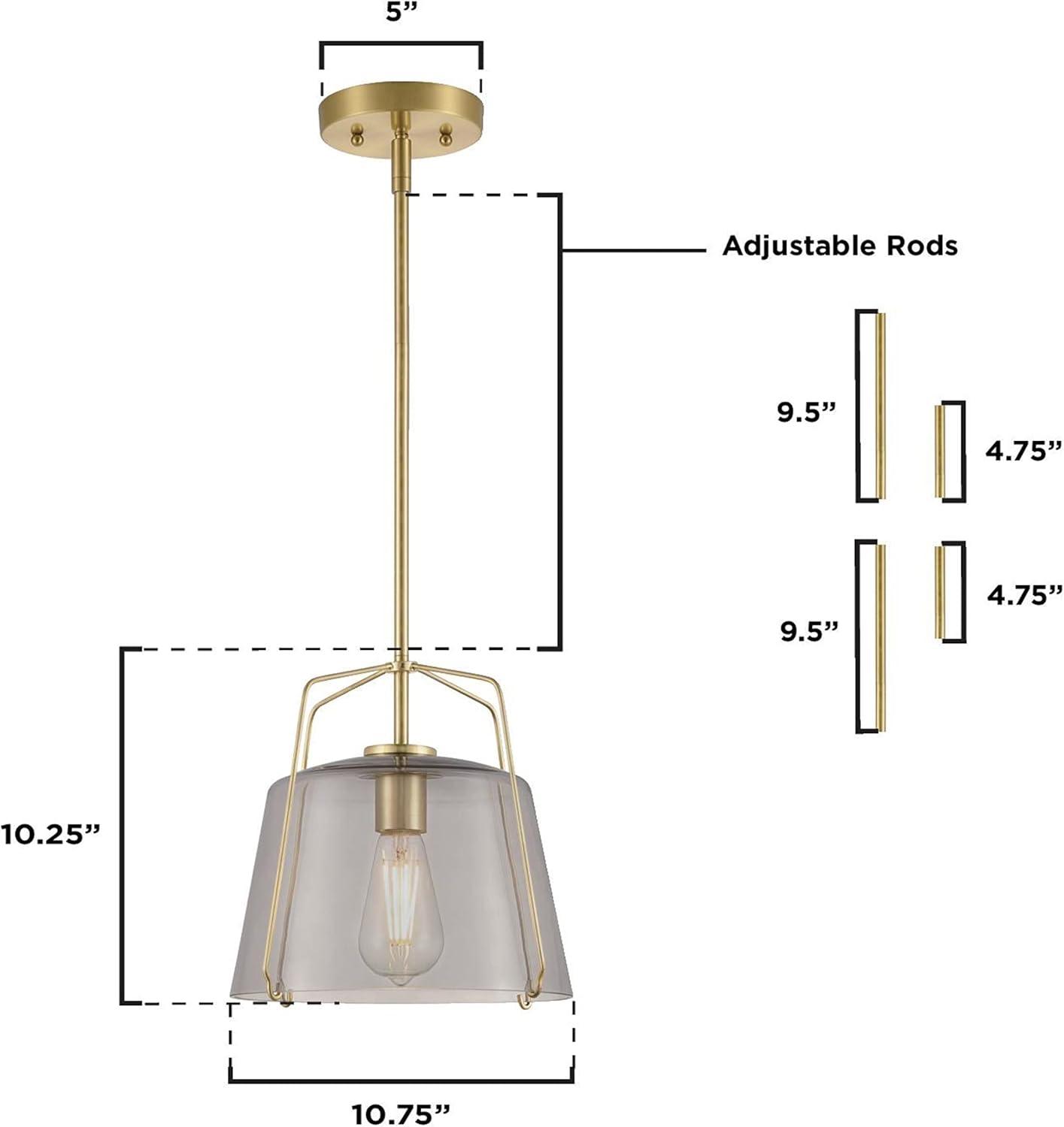 image:imageWestinghouse 6125100 Hallein Transitional One Light Indoor Pendant Champagne Brass Finish Smoke Grey Glass