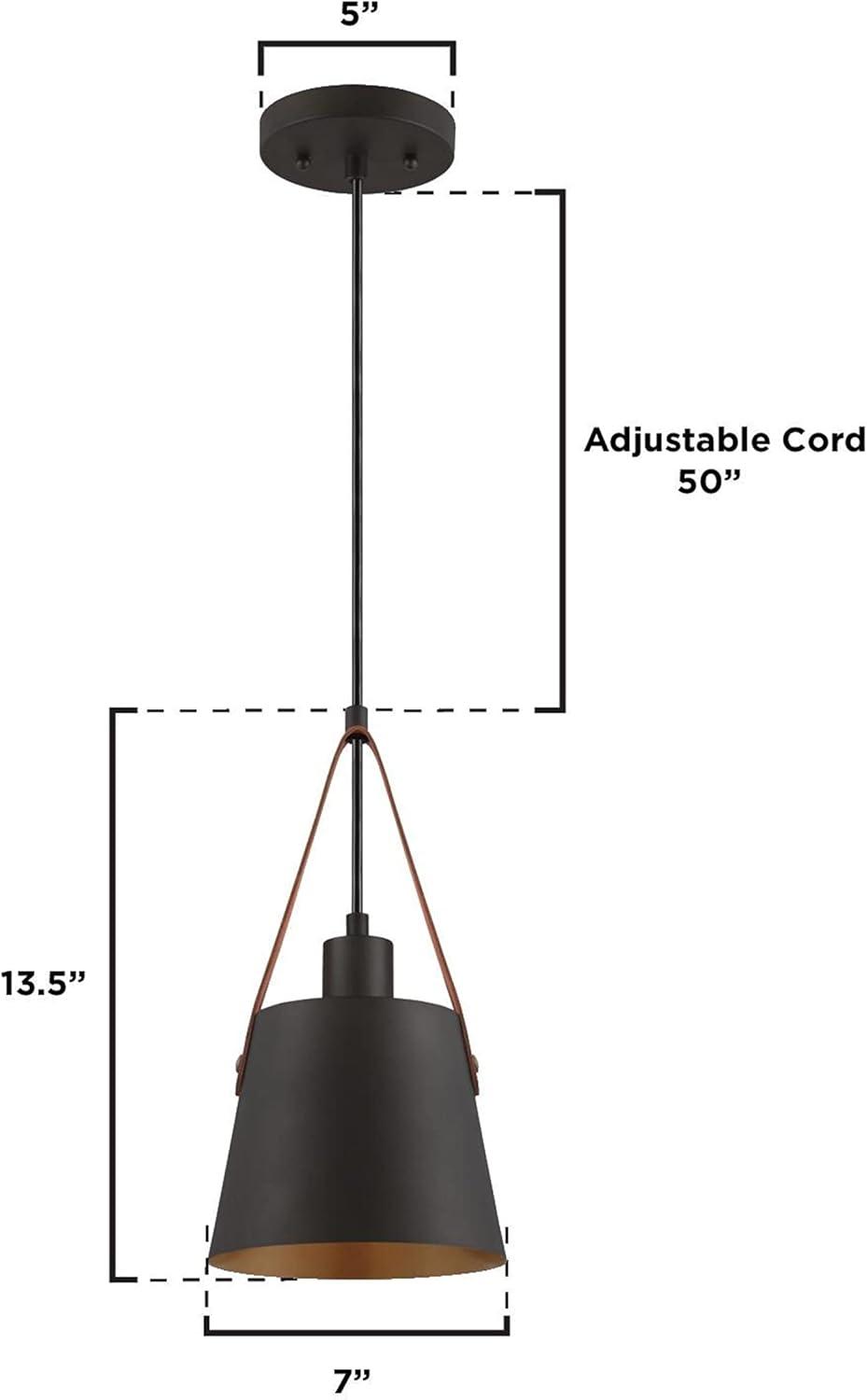 image:imageWestinghouse 6125300 Pasco Contemporary One Light Indoor Mini Pendant BlackBronze Finish with Leather Strap