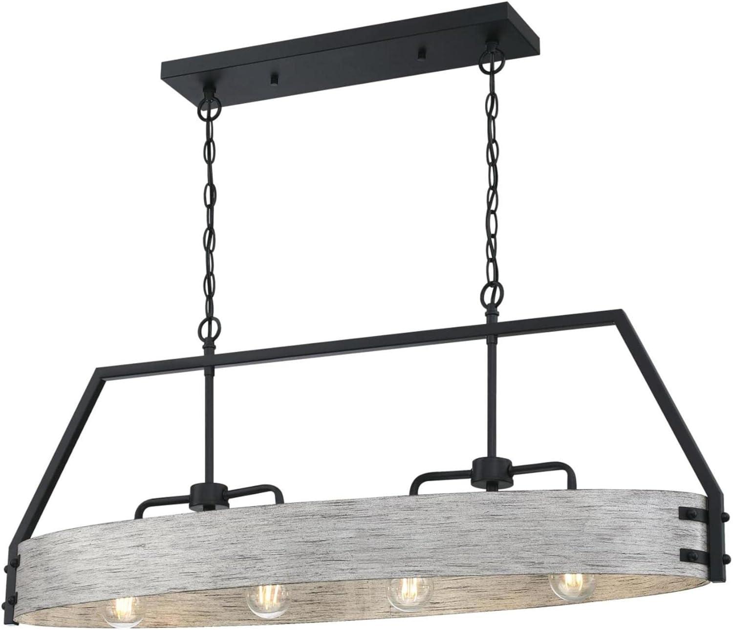 image:imageWestinghouse 6126000 Callowhill CraftsmanStyle Four Light Indoor Chandelier Matte Black and Antique Ash FinishMatte Black