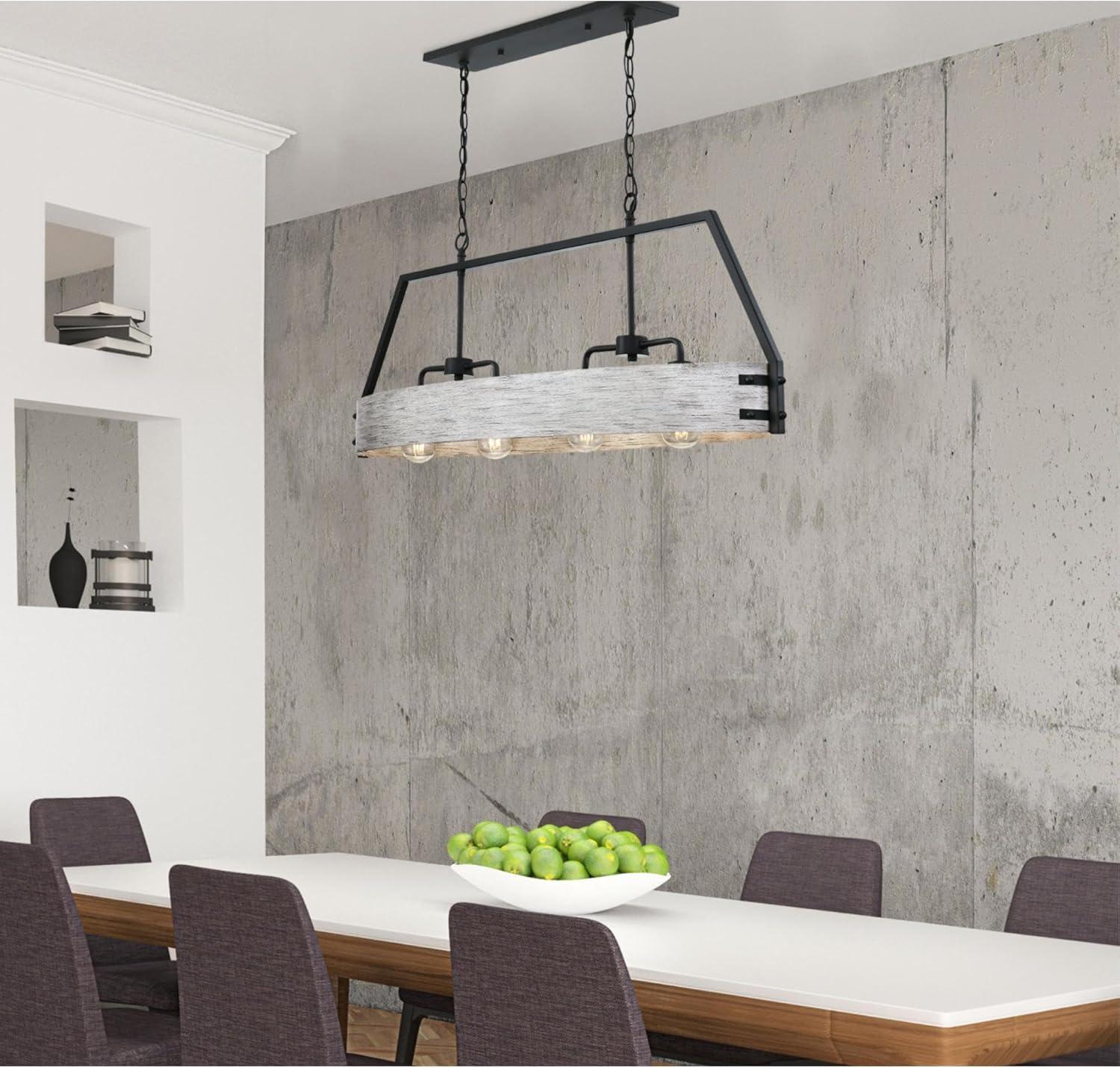 image:imageWestinghouse 6126000 Callowhill CraftsmanStyle Four Light Indoor Chandelier Matte Black and Antique Ash FinishMatte Black