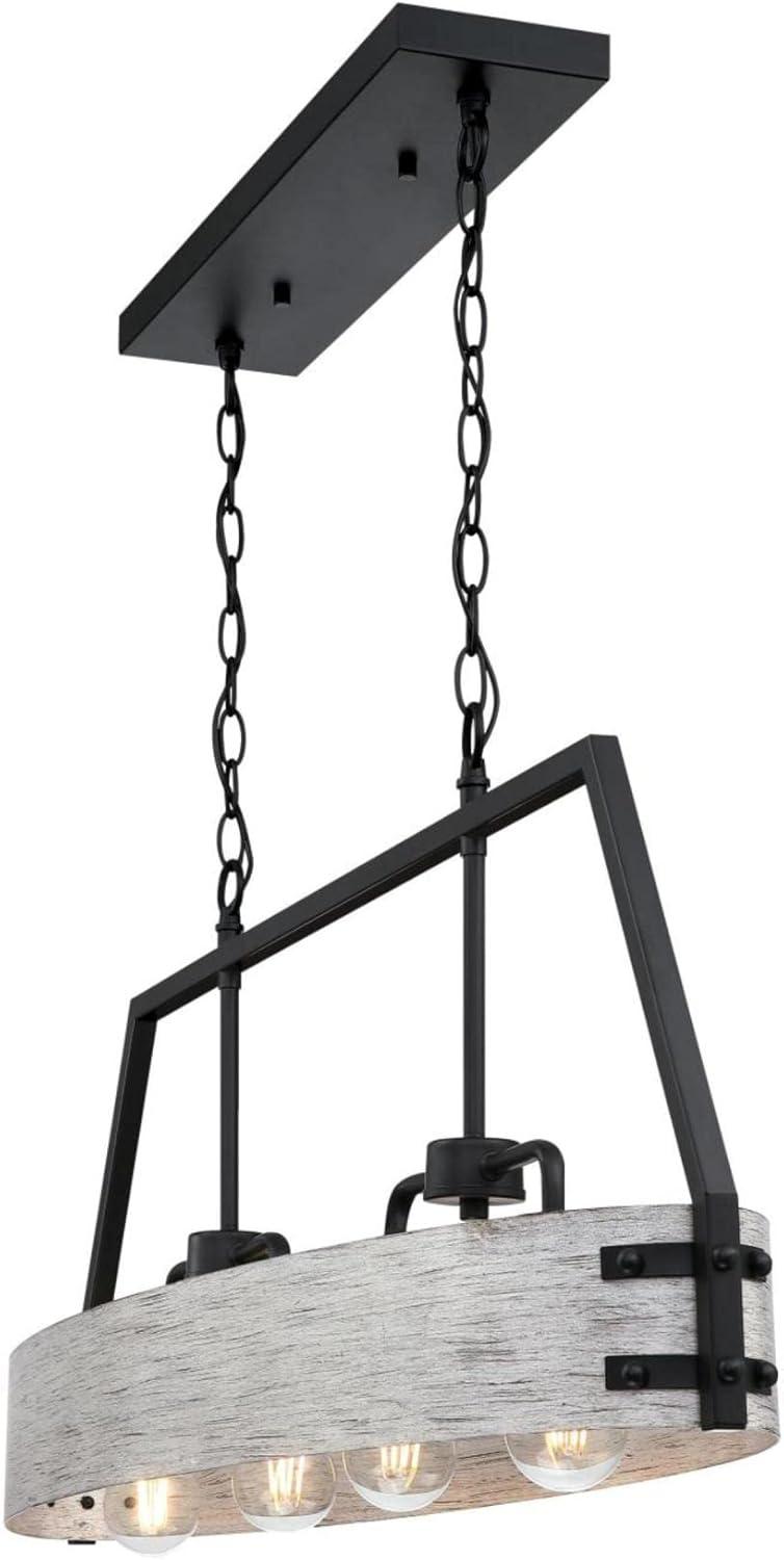 image:imageWestinghouse 6126000 Callowhill CraftsmanStyle Four Light Indoor Chandelier Matte Black and Antique Ash FinishMatte Black