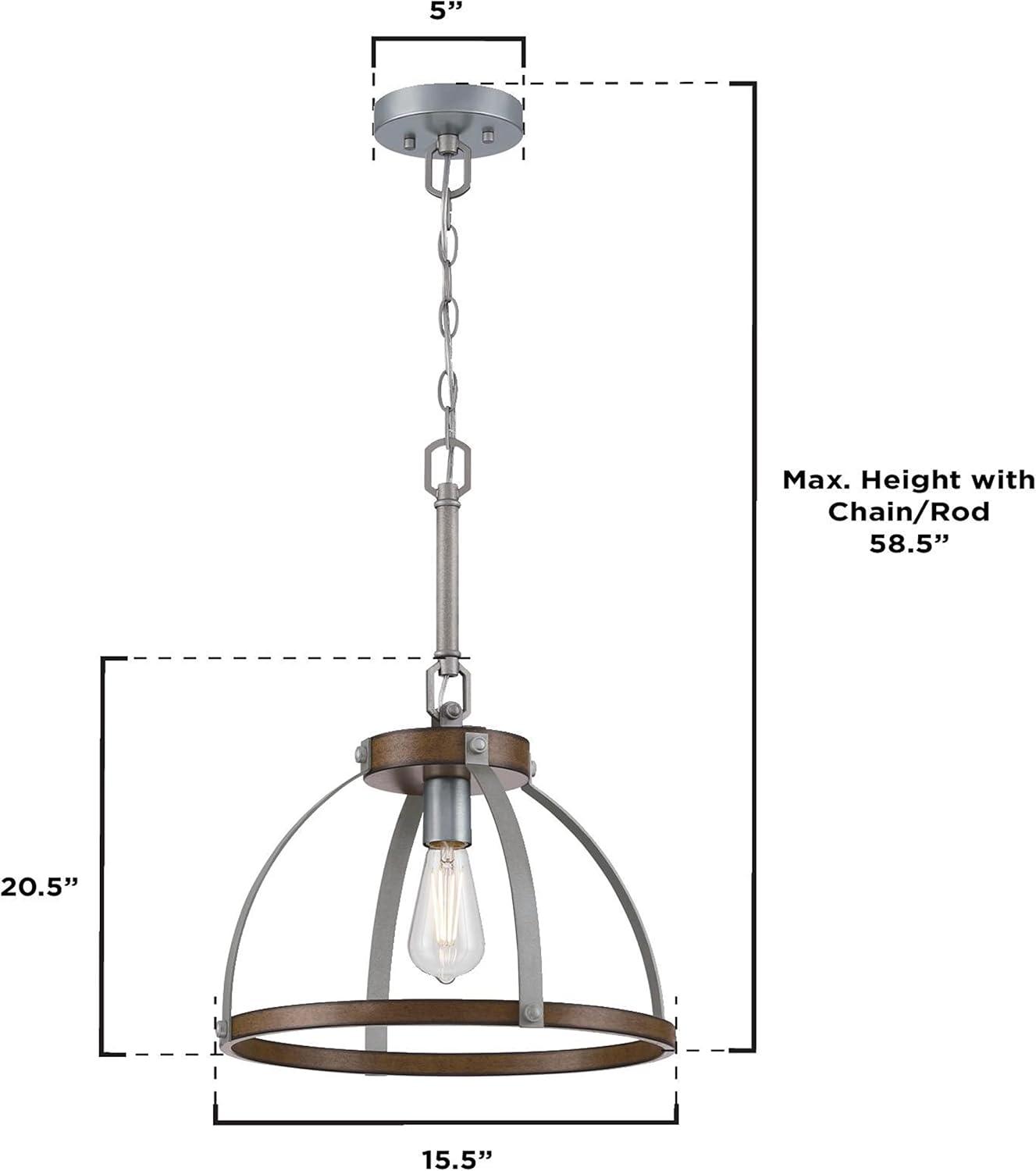 image:imageWestinghouse 6127500 Oak Lane VintageStyle One Light Indoor PendantSemiFlush Mount Ceiling Fixture Barnwood Finish with Galvanized Steel Accents