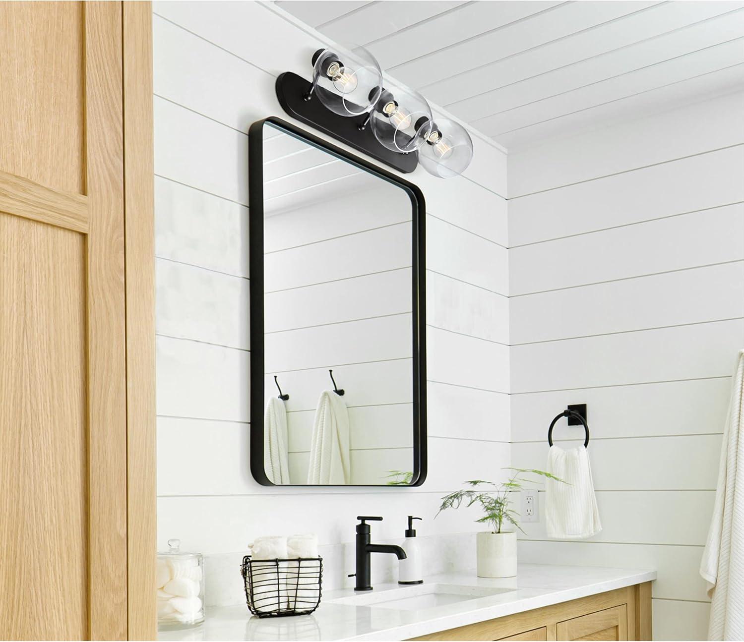 image:imageWestinghouse 6127900 Hyson Transitional Three Light Wall Fixture Matte Black Finish Clear GlassMatte Black