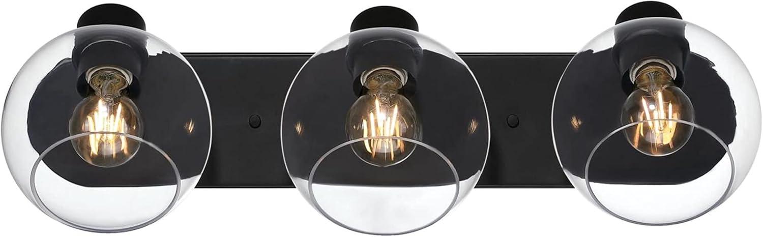 image:imageWestinghouse 6127900 Hyson Transitional Three Light Wall Fixture Matte Black Finish Clear GlassMatte Black