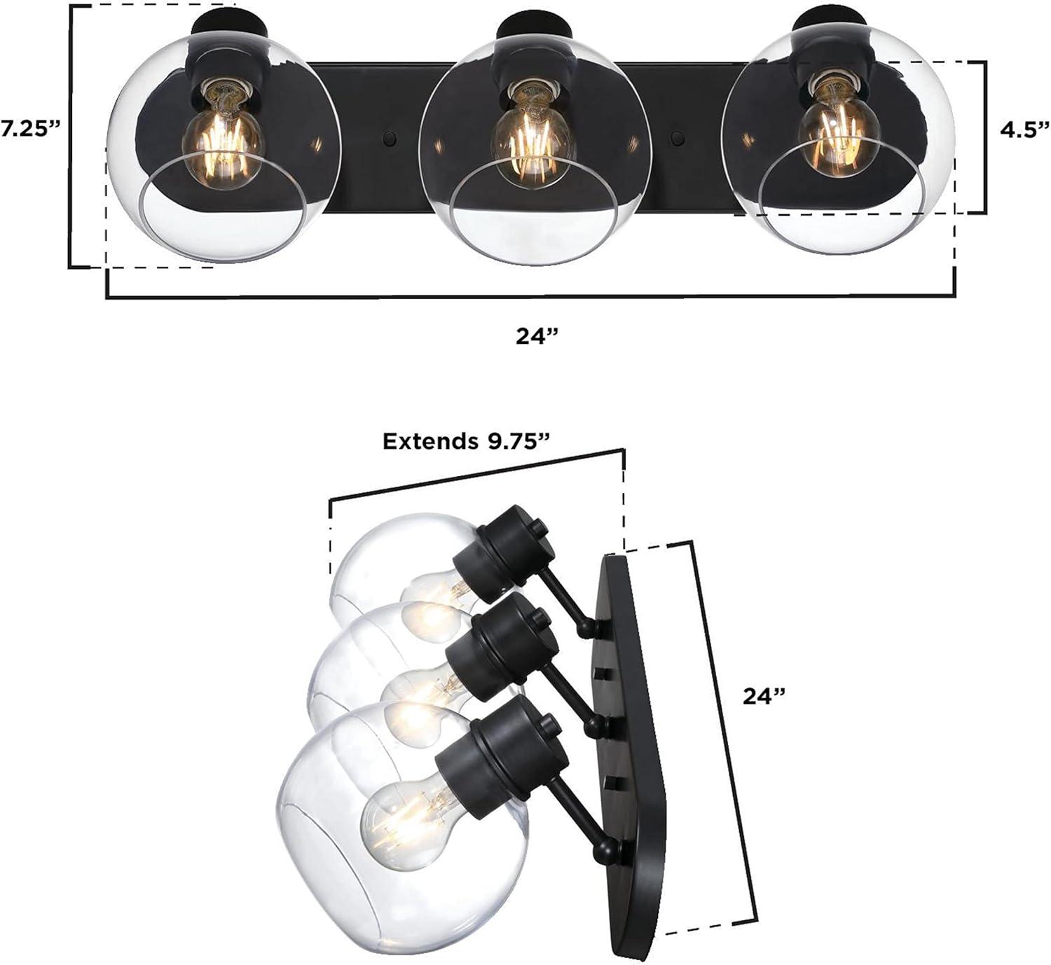 image:imageWestinghouse 6127900 Hyson Transitional Three Light Wall Fixture Matte Black Finish Clear GlassMatte Black