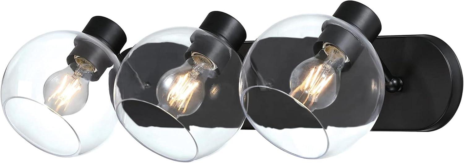 image:imageWestinghouse 6127900 Hyson Transitional Three Light Wall Fixture Matte Black Finish Clear GlassMatte Black