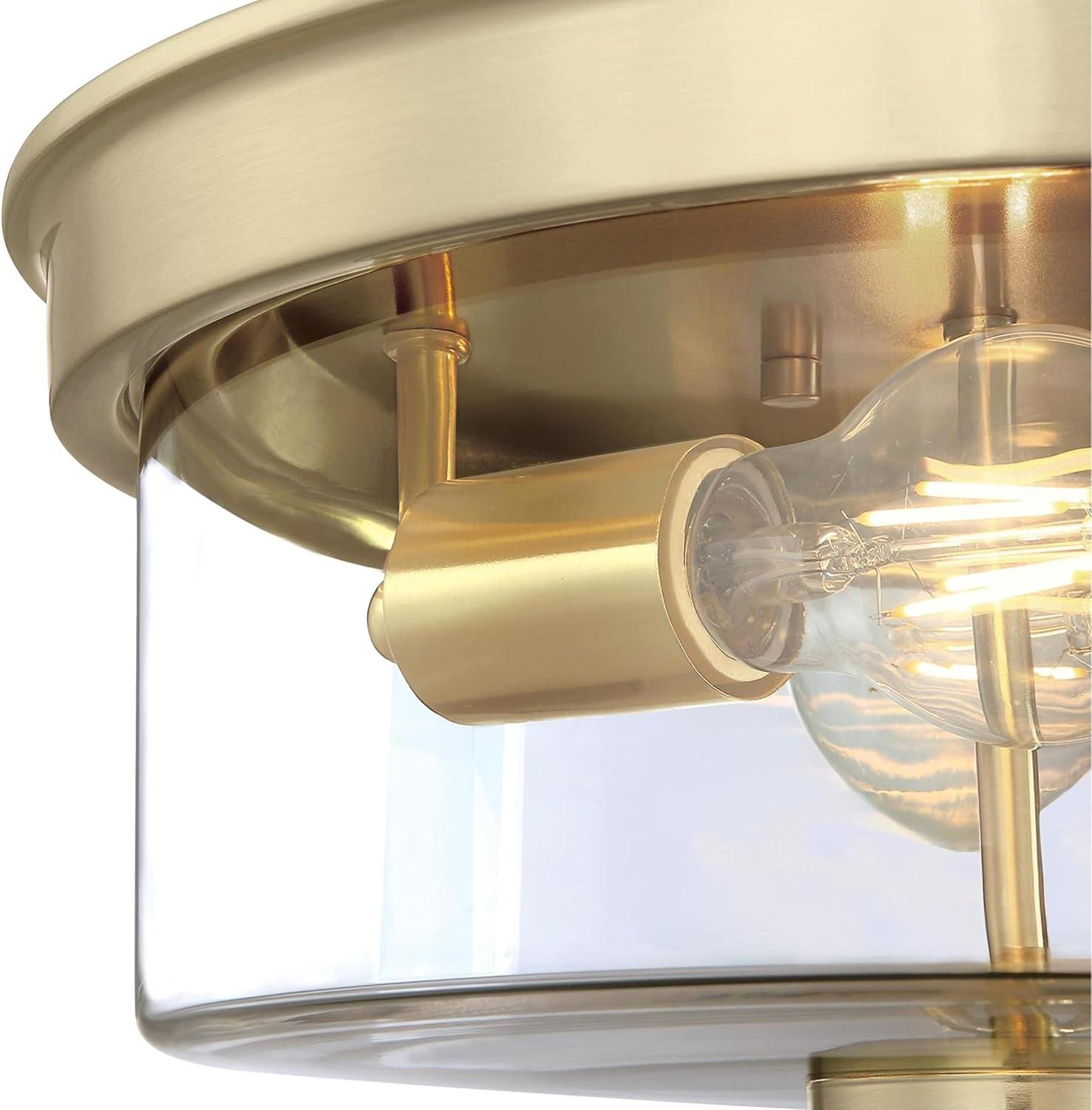 image:imageWestinghouse 6128600 Lebanon Transitional 12 Inch Two Light Flush Mount Ceiling Fixture Champagne Brass Finish Clear Glass