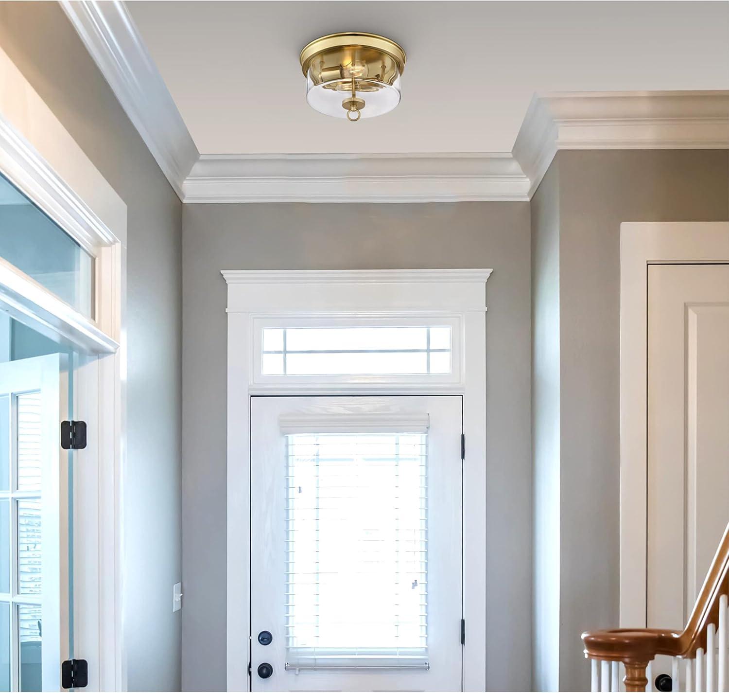 image:imageWestinghouse 6128600 Lebanon Transitional 12 Inch Two Light Flush Mount Ceiling Fixture Champagne Brass Finish Clear Glass