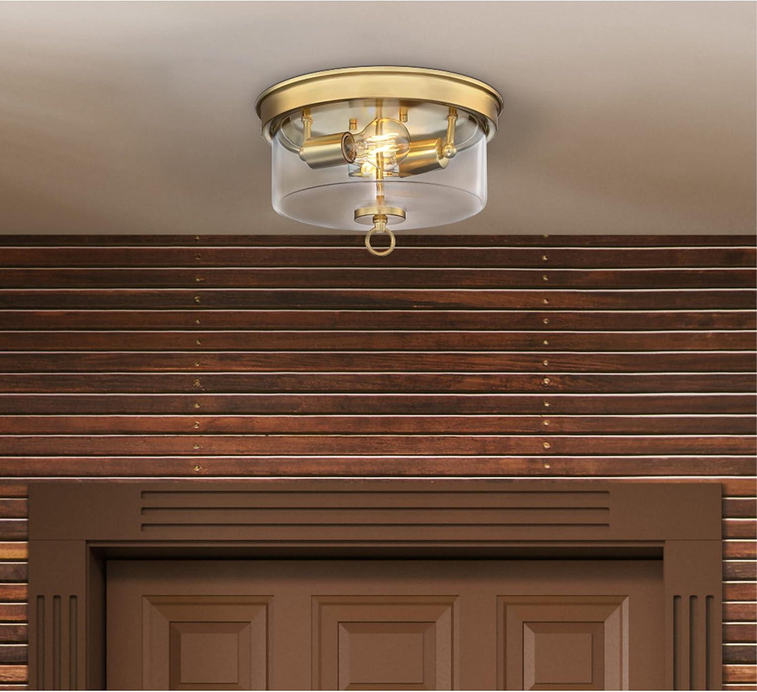 image:imageWestinghouse 6128600 Lebanon Transitional 12 Inch Two Light Flush Mount Ceiling Fixture Champagne Brass Finish Clear Glass