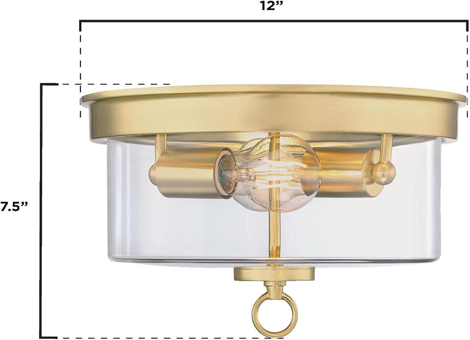 image:imageWestinghouse 6128600 Lebanon Transitional 12 Inch Two Light Flush Mount Ceiling Fixture Champagne Brass Finish Clear Glass
