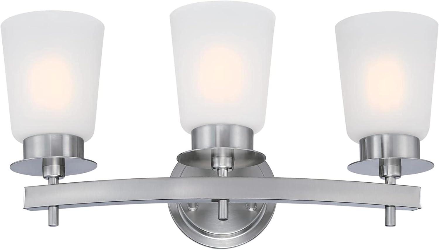 image:imageWestinghouse 6128900 Reynaldo Transitional One Light Wall Fixture Brushed Nickel Finish Frosted GlassBrushed Nickel