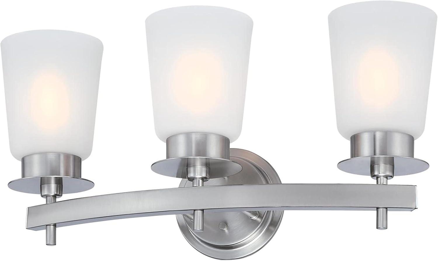 image:imageWestinghouse 6128900 Reynaldo Transitional One Light Wall Fixture Brushed Nickel Finish Frosted GlassBrushed Nickel