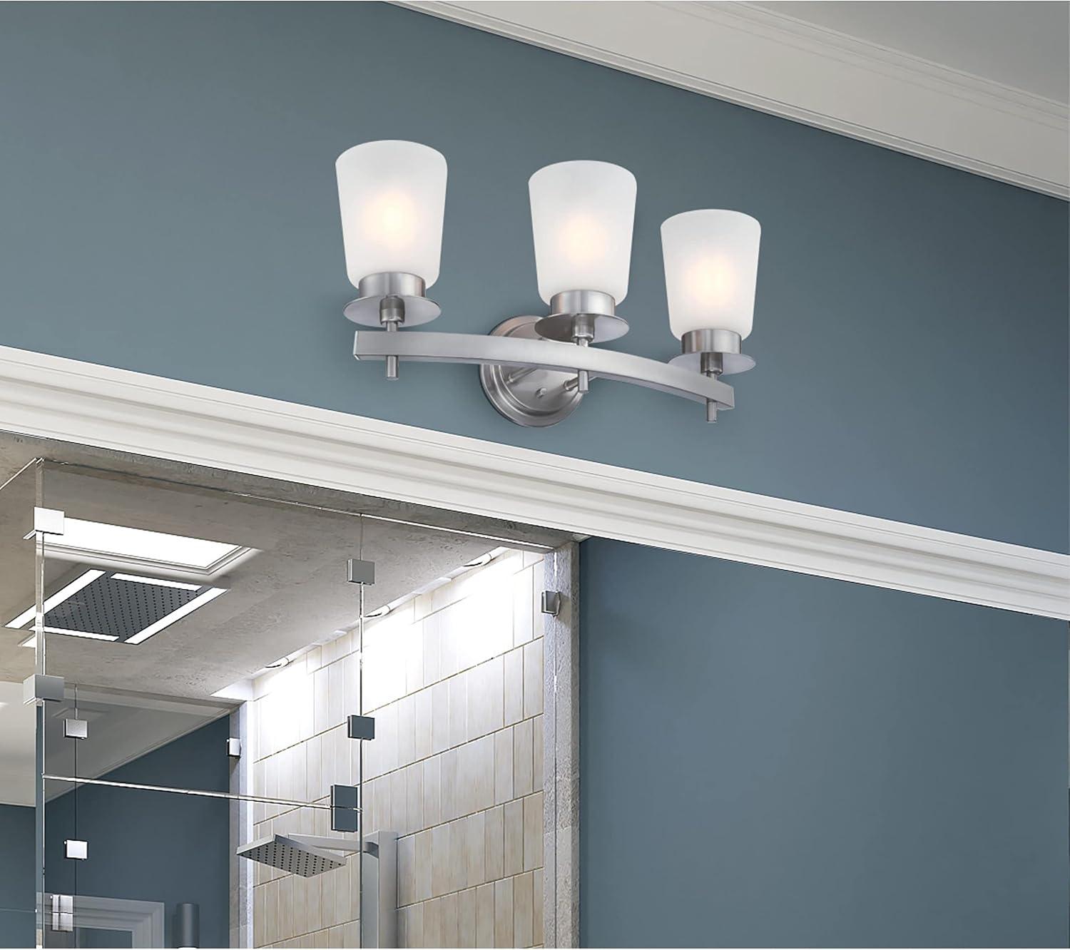 image:imageWestinghouse 6128900 Reynaldo Transitional One Light Wall Fixture Brushed Nickel Finish Frosted GlassBrushed Nickel