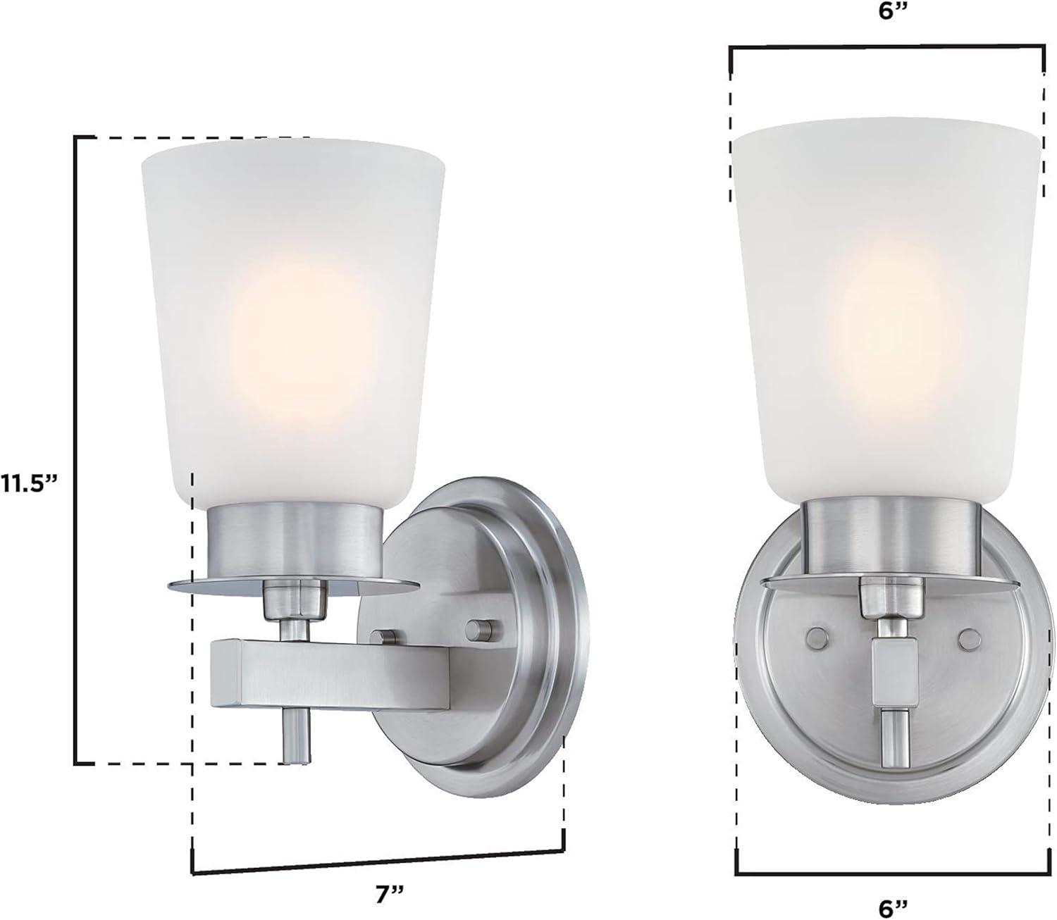 image:imageWestinghouse 6128900 Reynaldo Transitional One Light Wall Fixture Brushed Nickel Finish Frosted GlassBrushed Nickel
